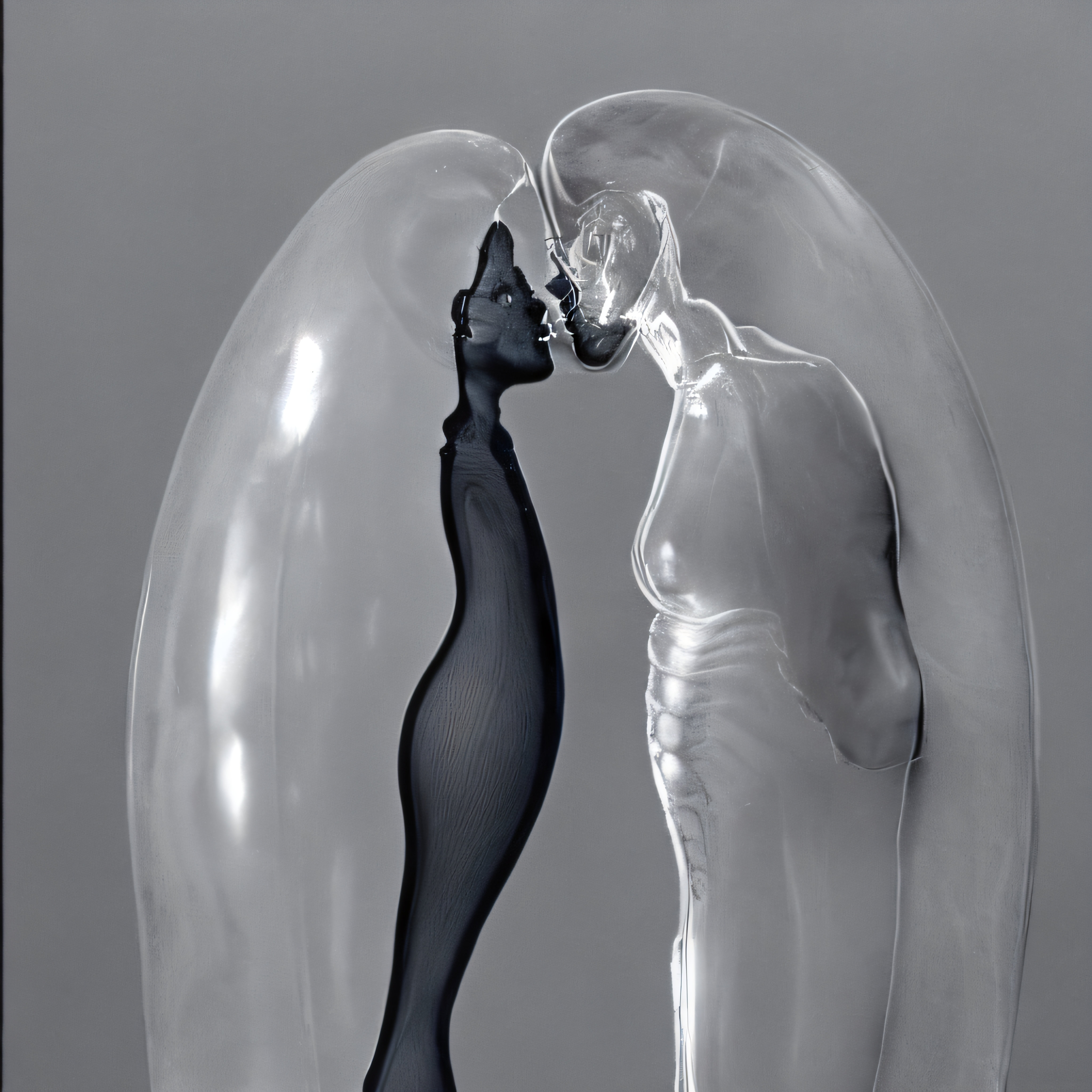 Abstract Glass Figures Embracing