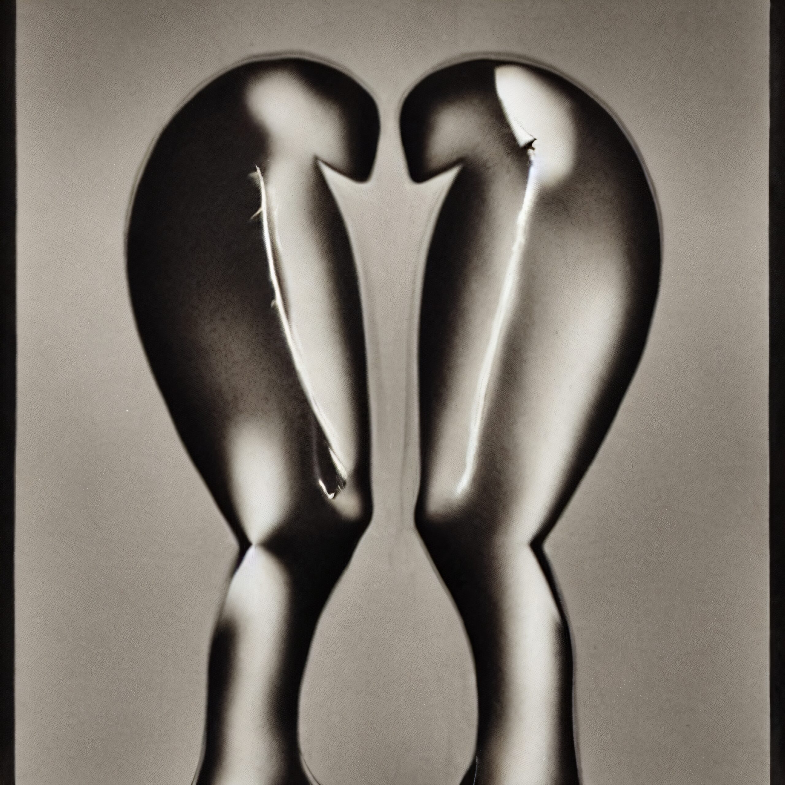 Abstract Metallic Sculptures Facing Each Other