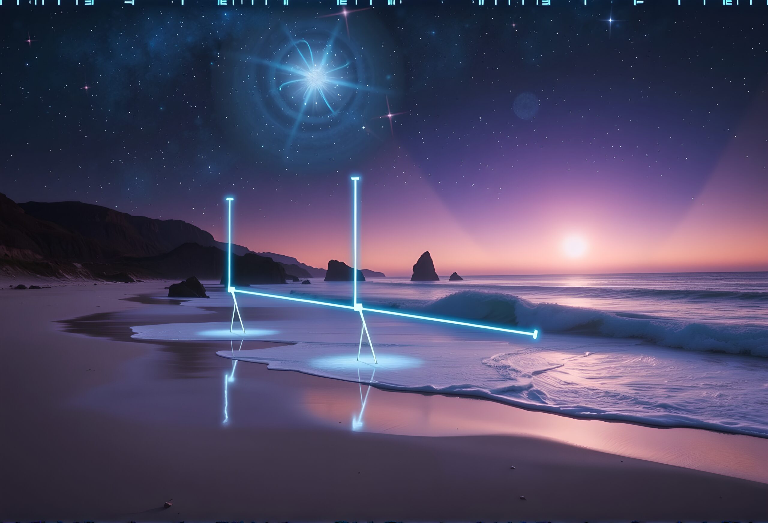 Cosmic Dawn on a Mystical Beach