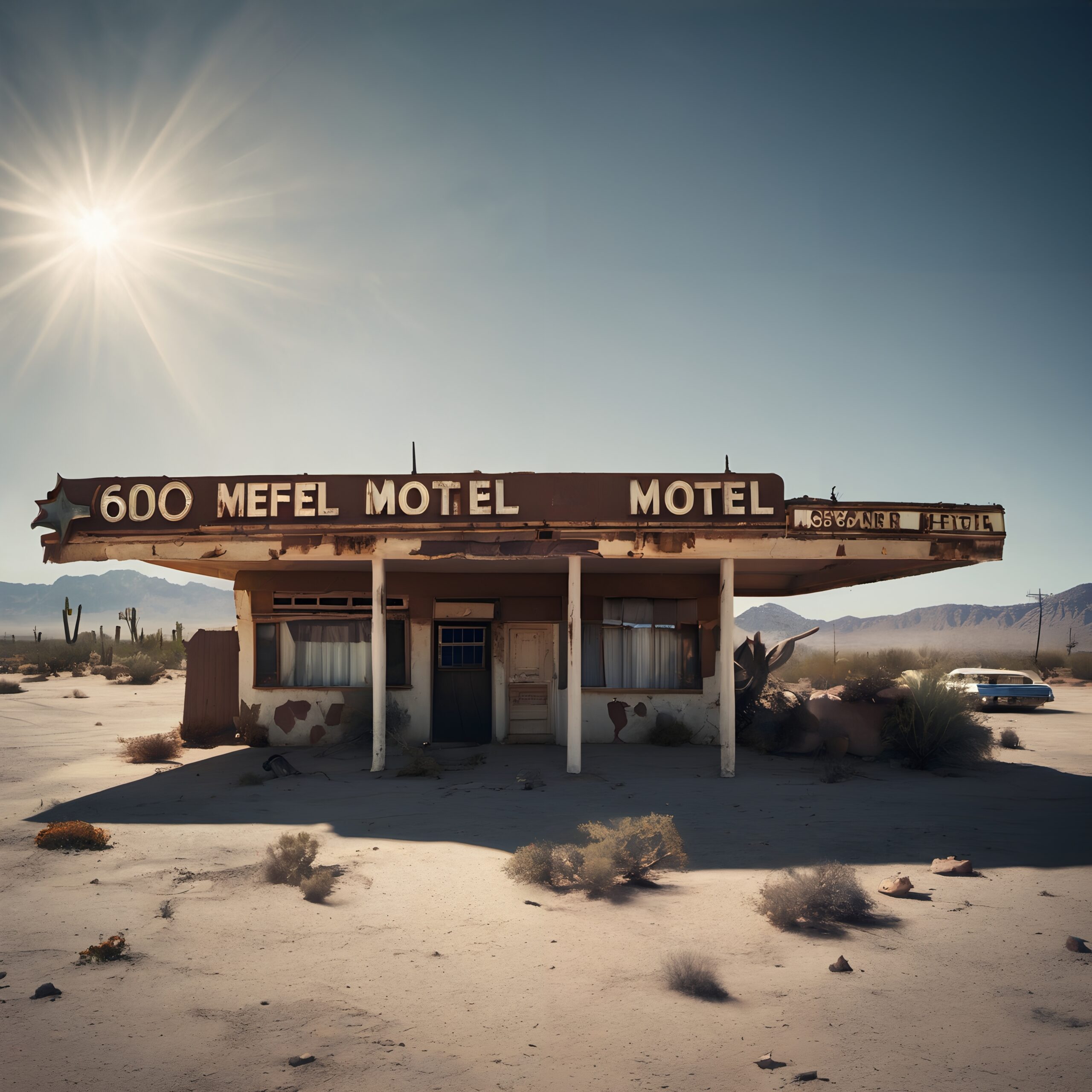 Deserted Motel in Harsh Sunlight