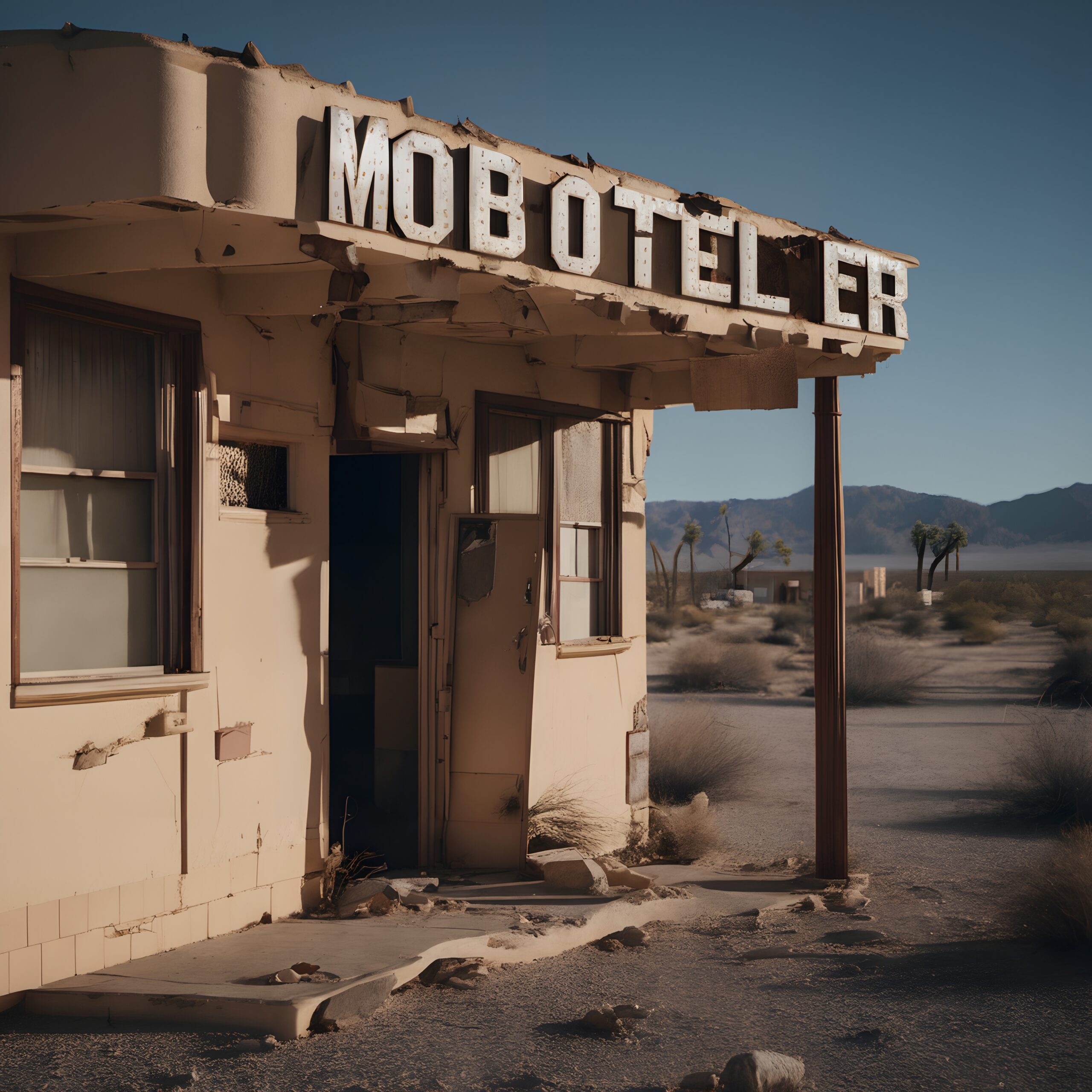 Deserted Motel in Barren Landscape