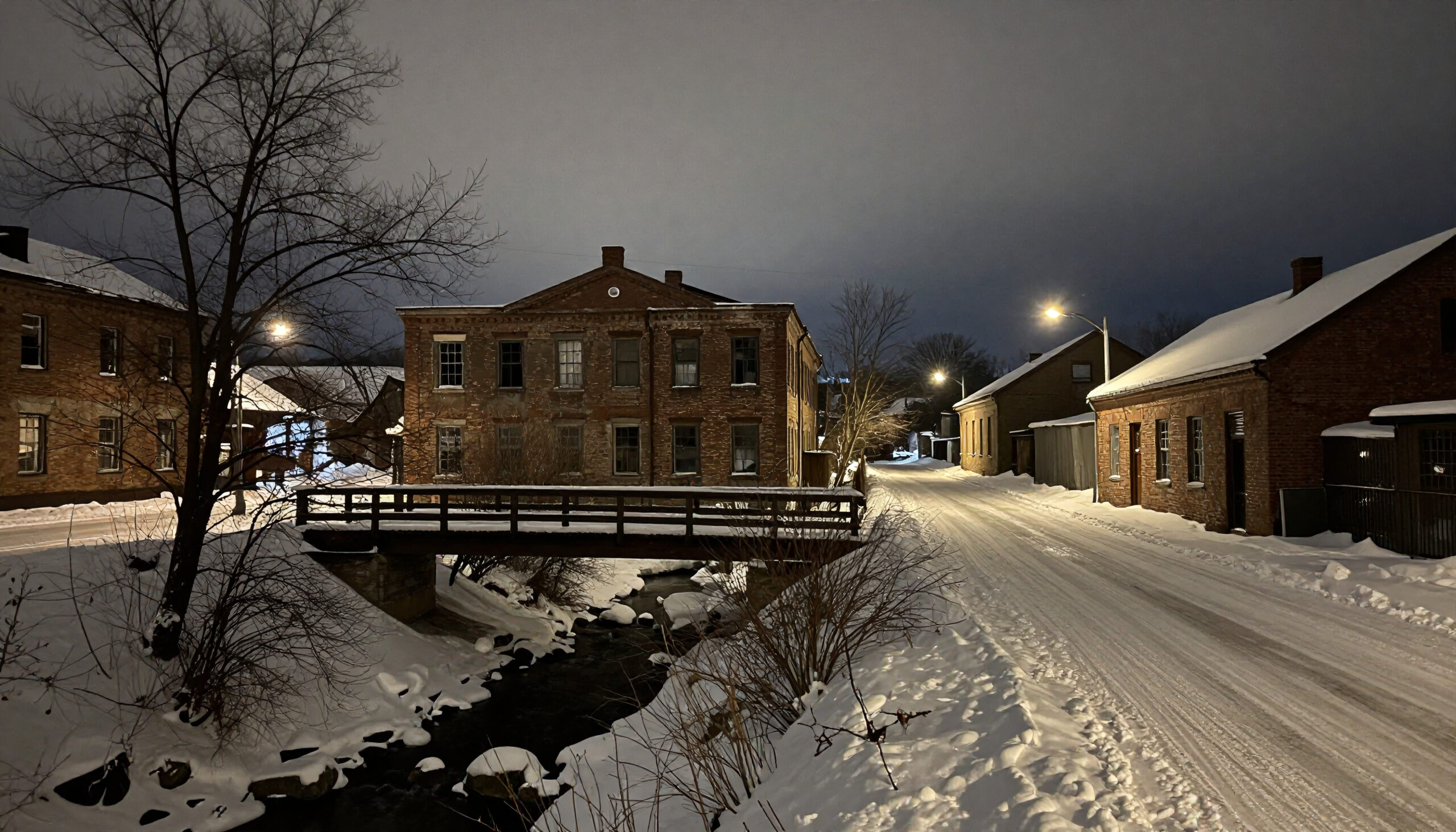 Winter Night Bridge Serenity