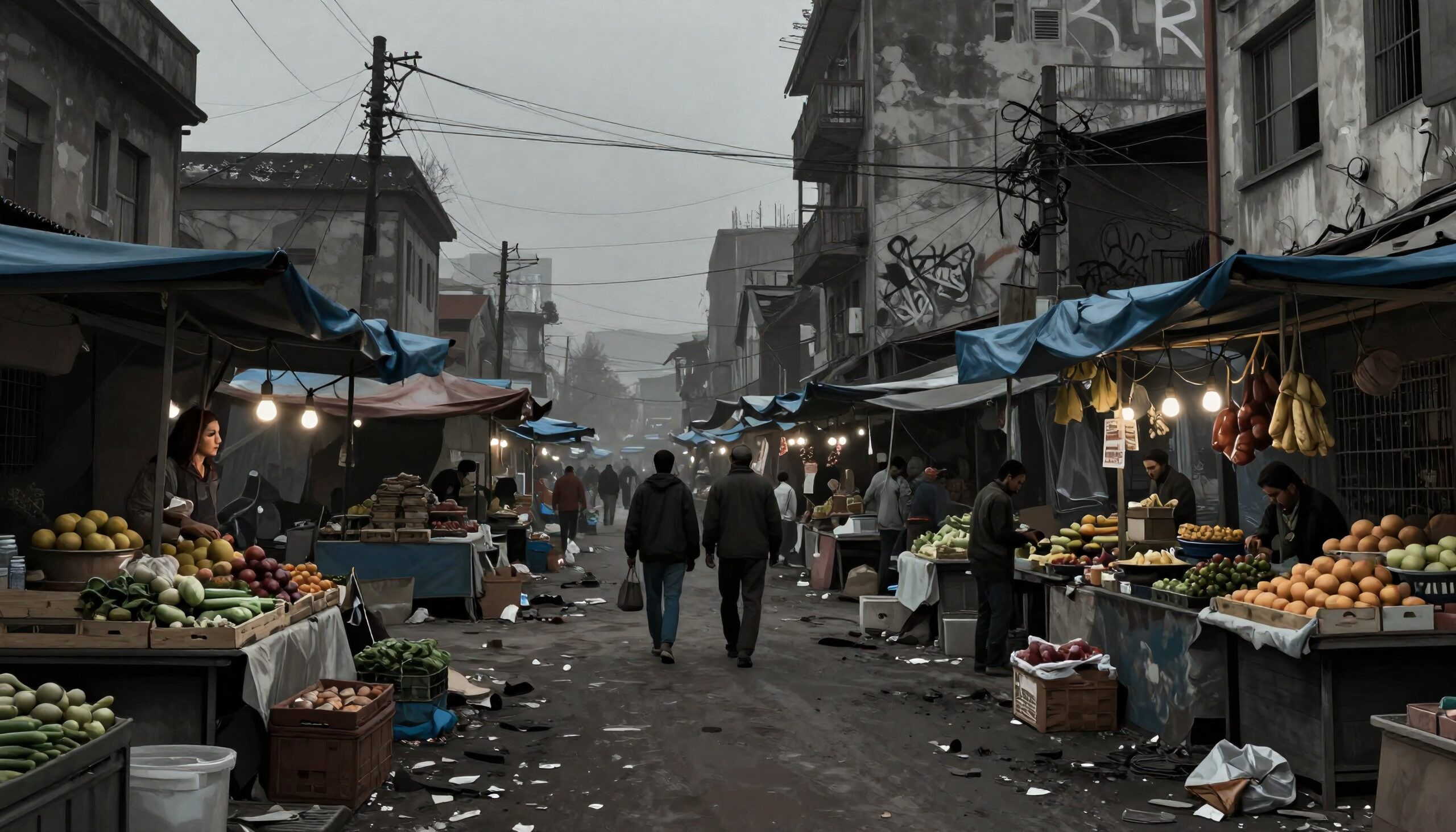 Urban Market in Gloomy Alley