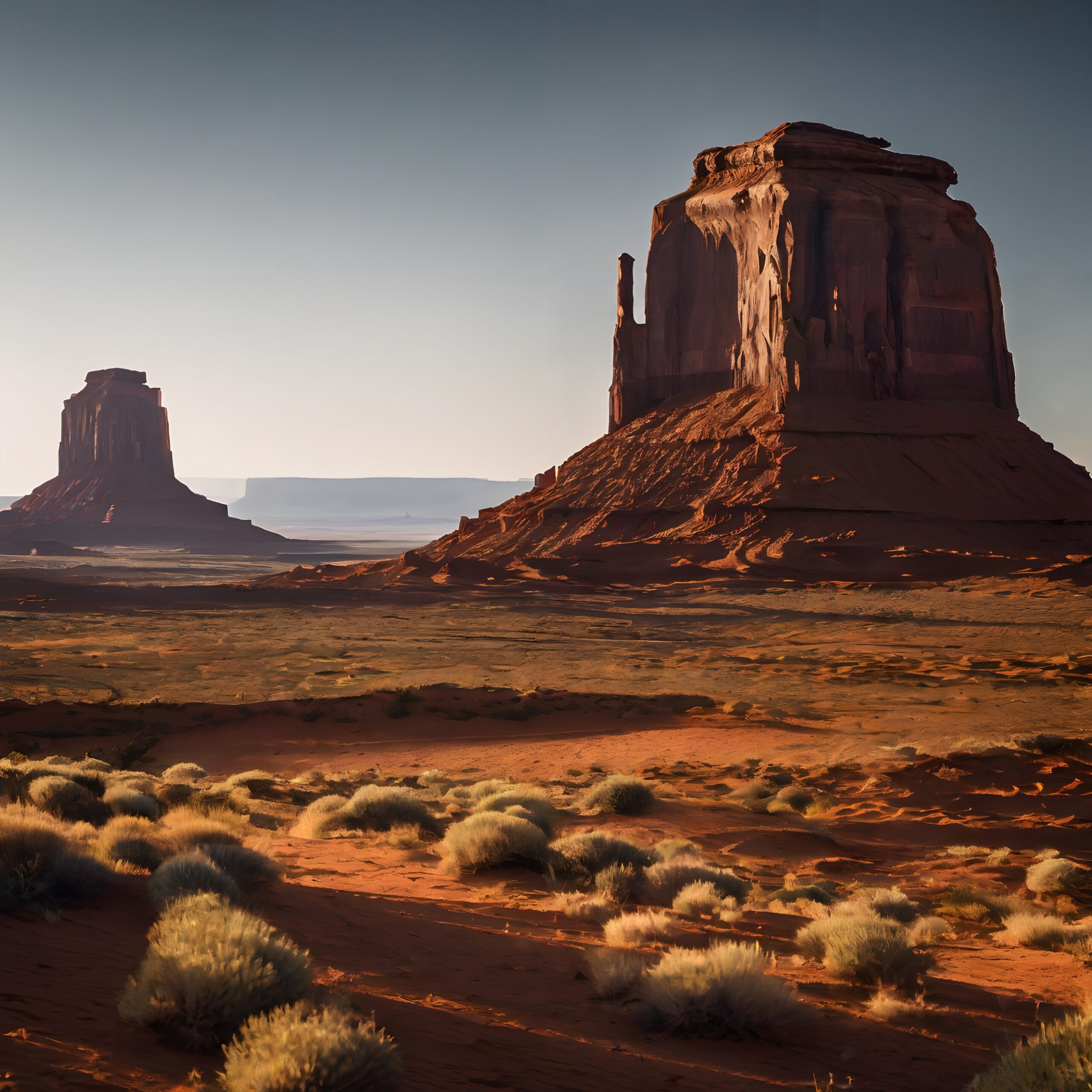 Desert Monoliths Under Sunny Sky