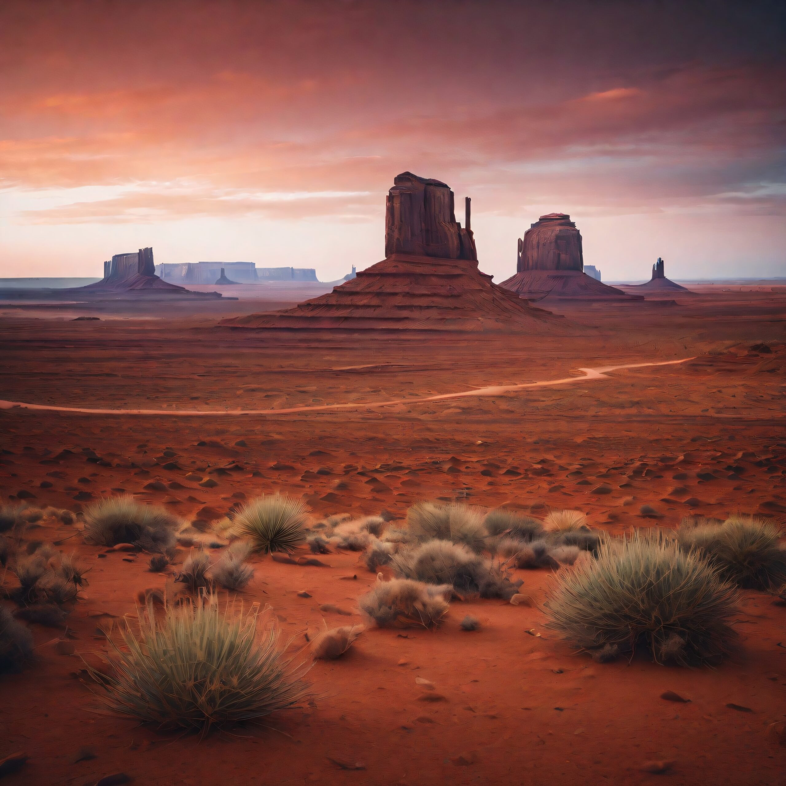 Majestic Desert Buttes At Sunset