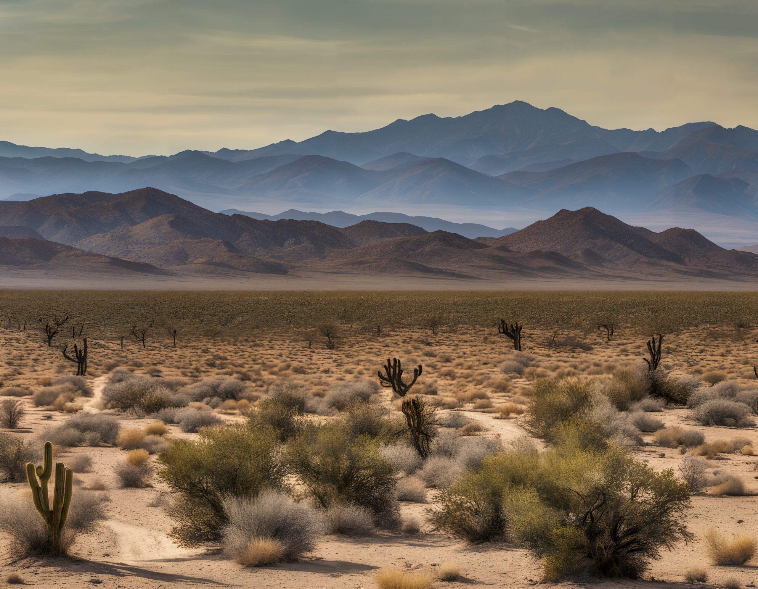 Desert View with Distant Mountains