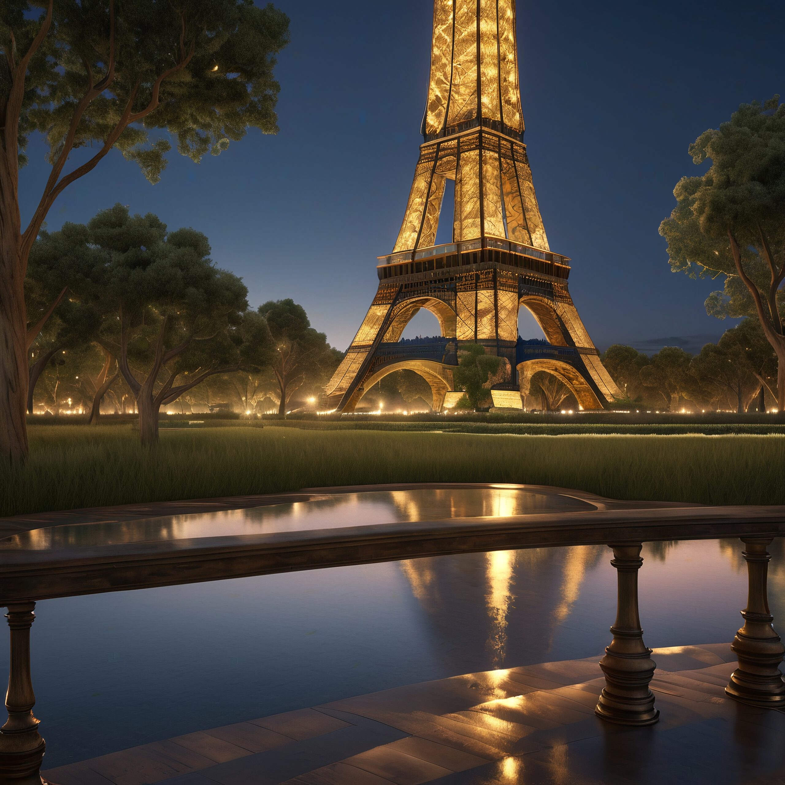 Eiffel Tower Glows at Night