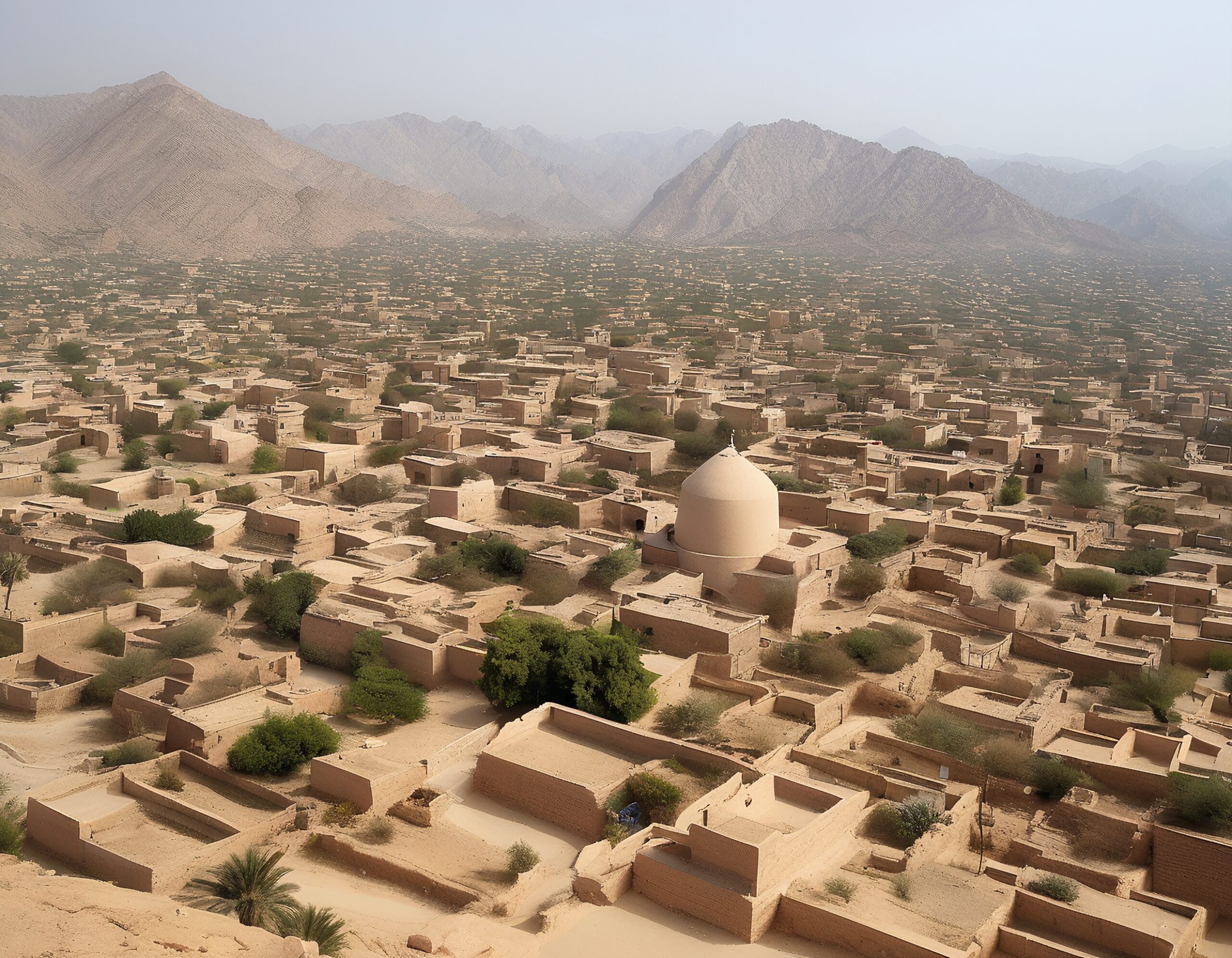 Desert Settlement with Mud Houses
