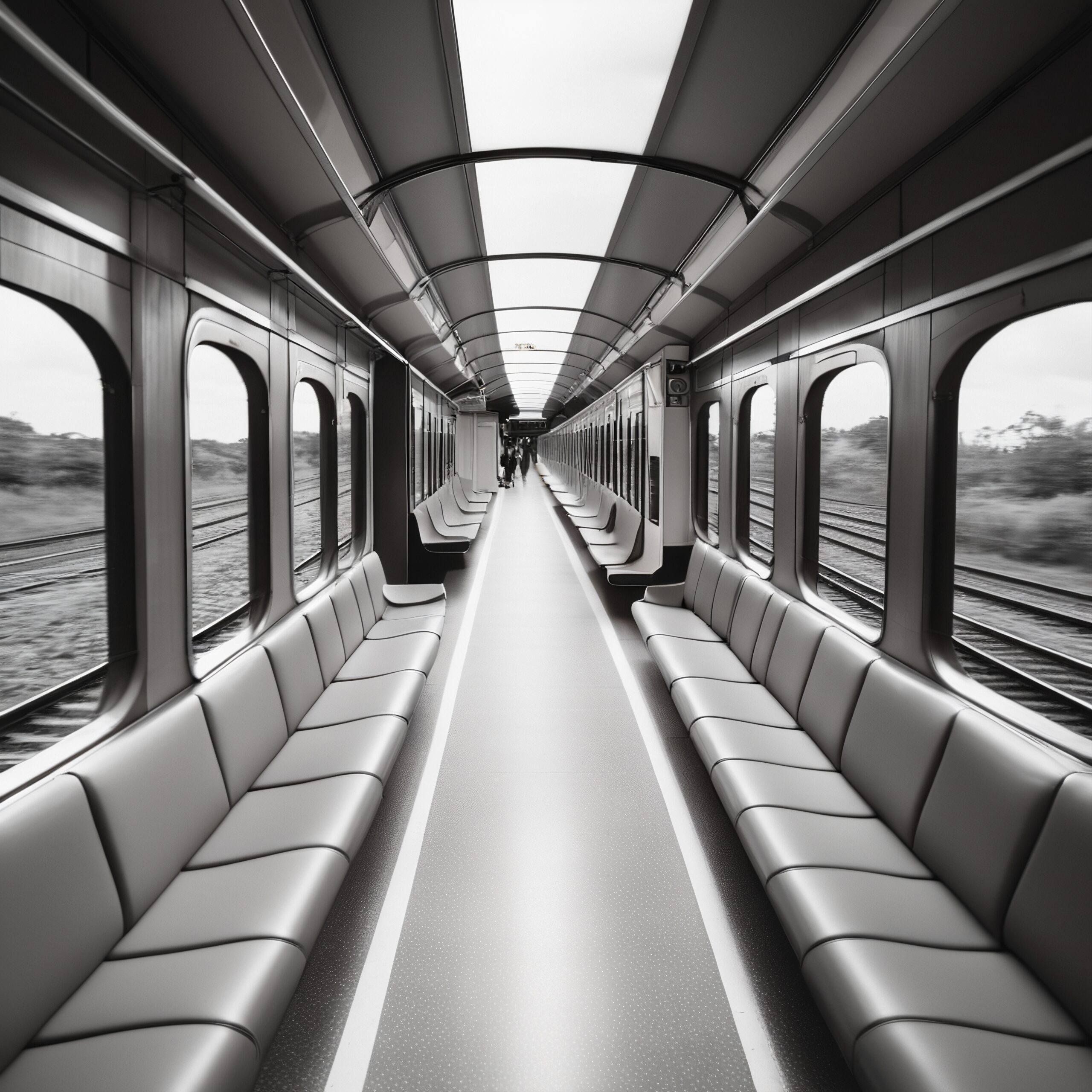 Modern Train Carriage with Sleek Seating
