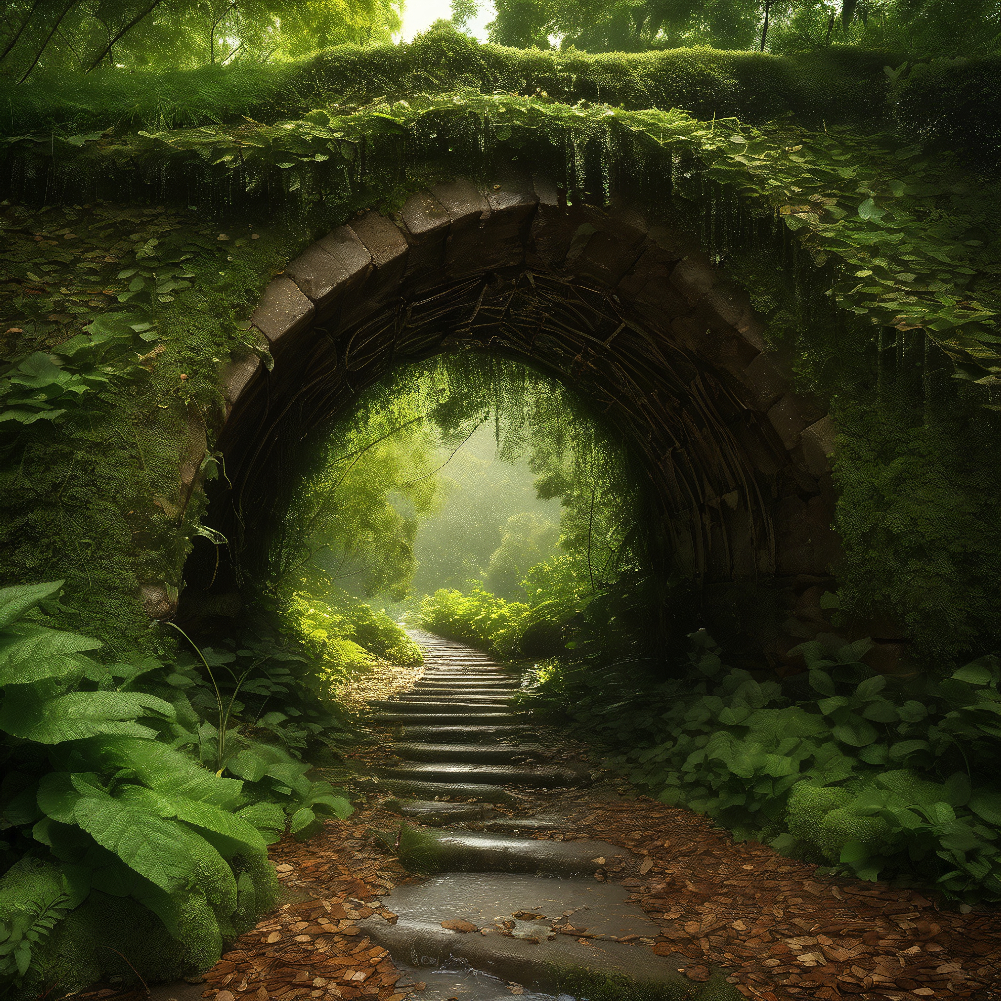 Mysterious Pathway Through Ancient Arch