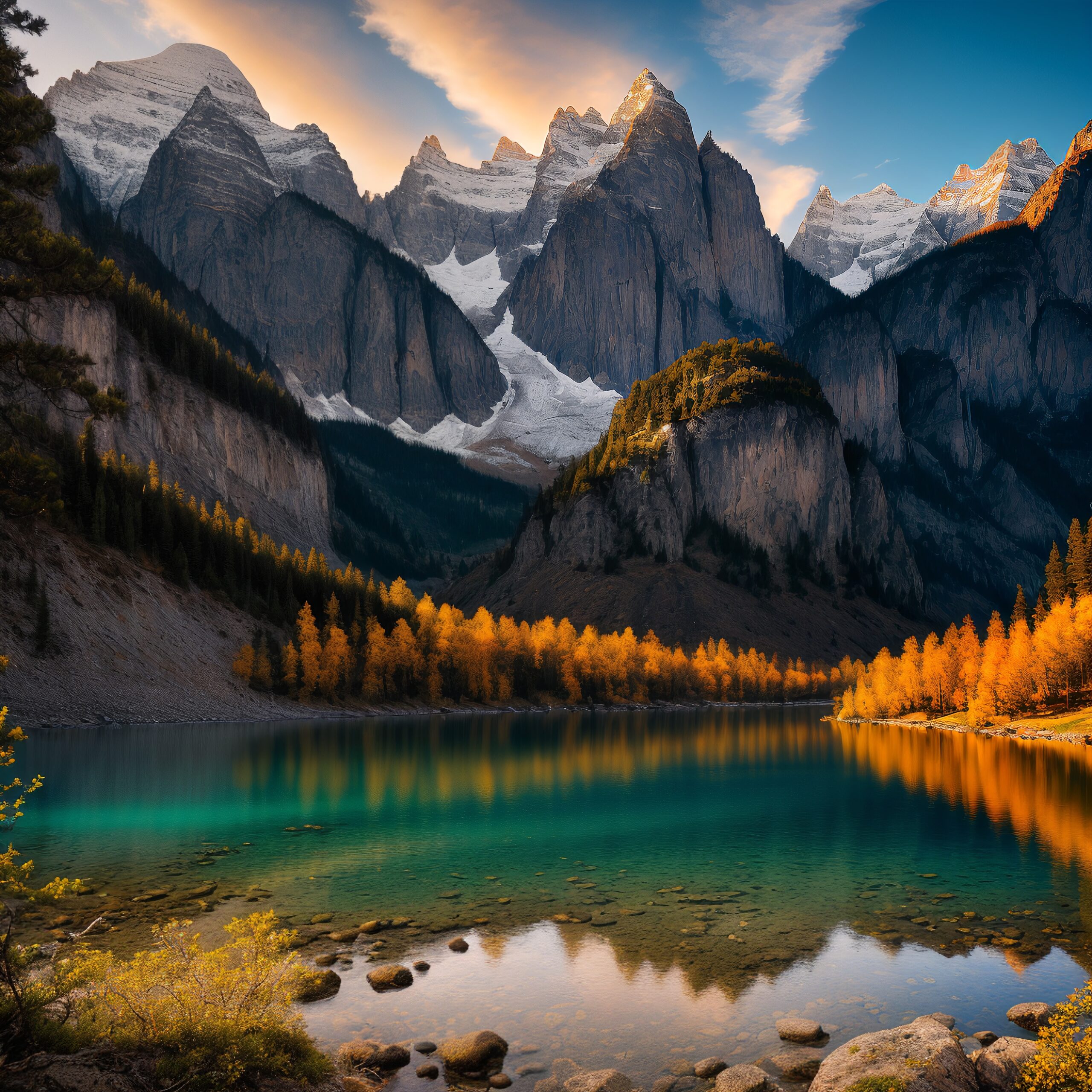 Mountainous Serenity by Tranquil Lake
