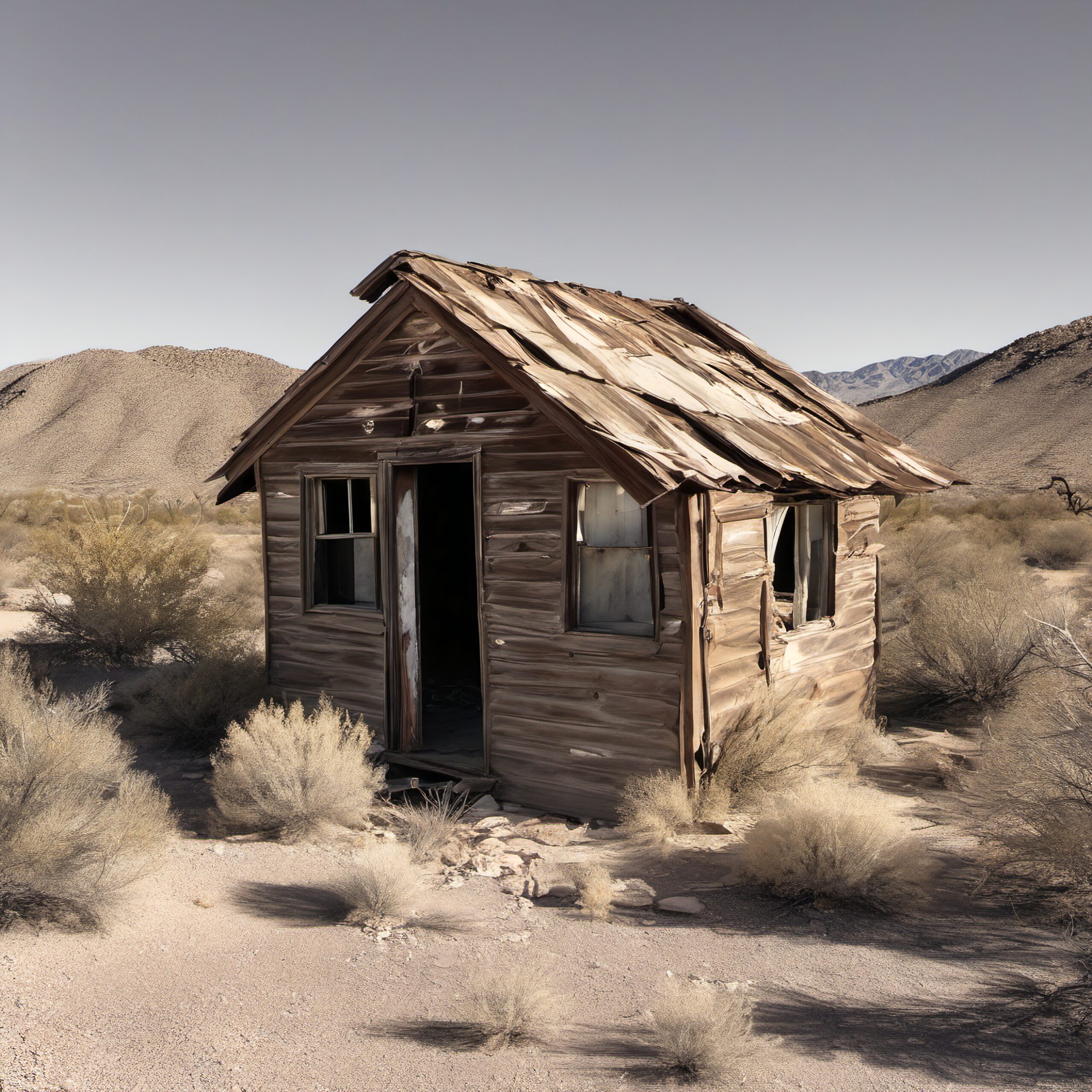 Rustic Shack in Arid Desert
