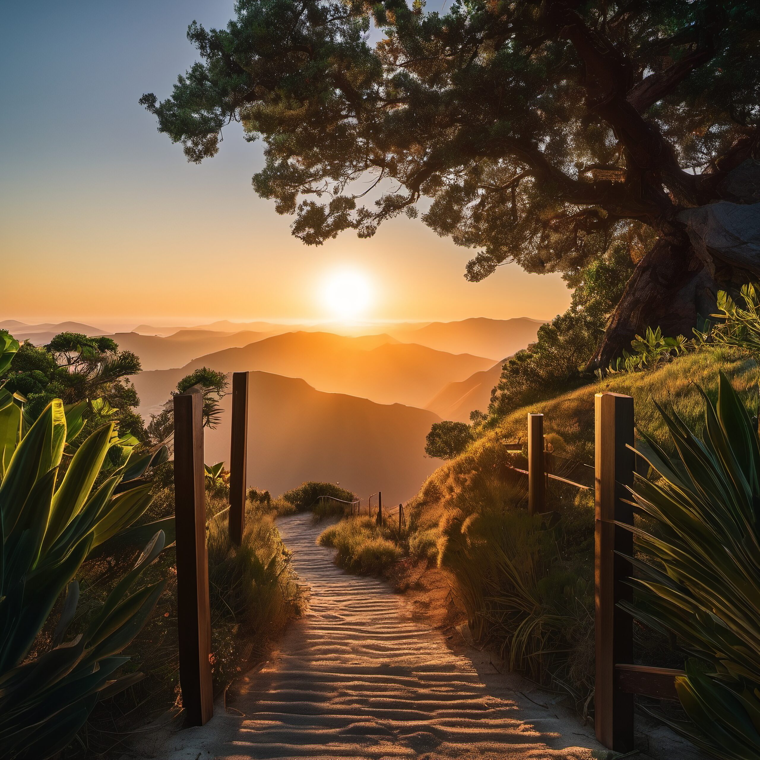 Enchanted Sunset Mountain Pathway