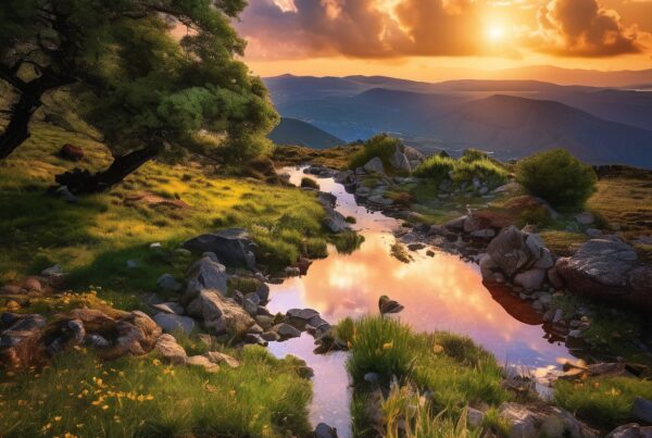 Enchanting Sunset Over Serene Landscape