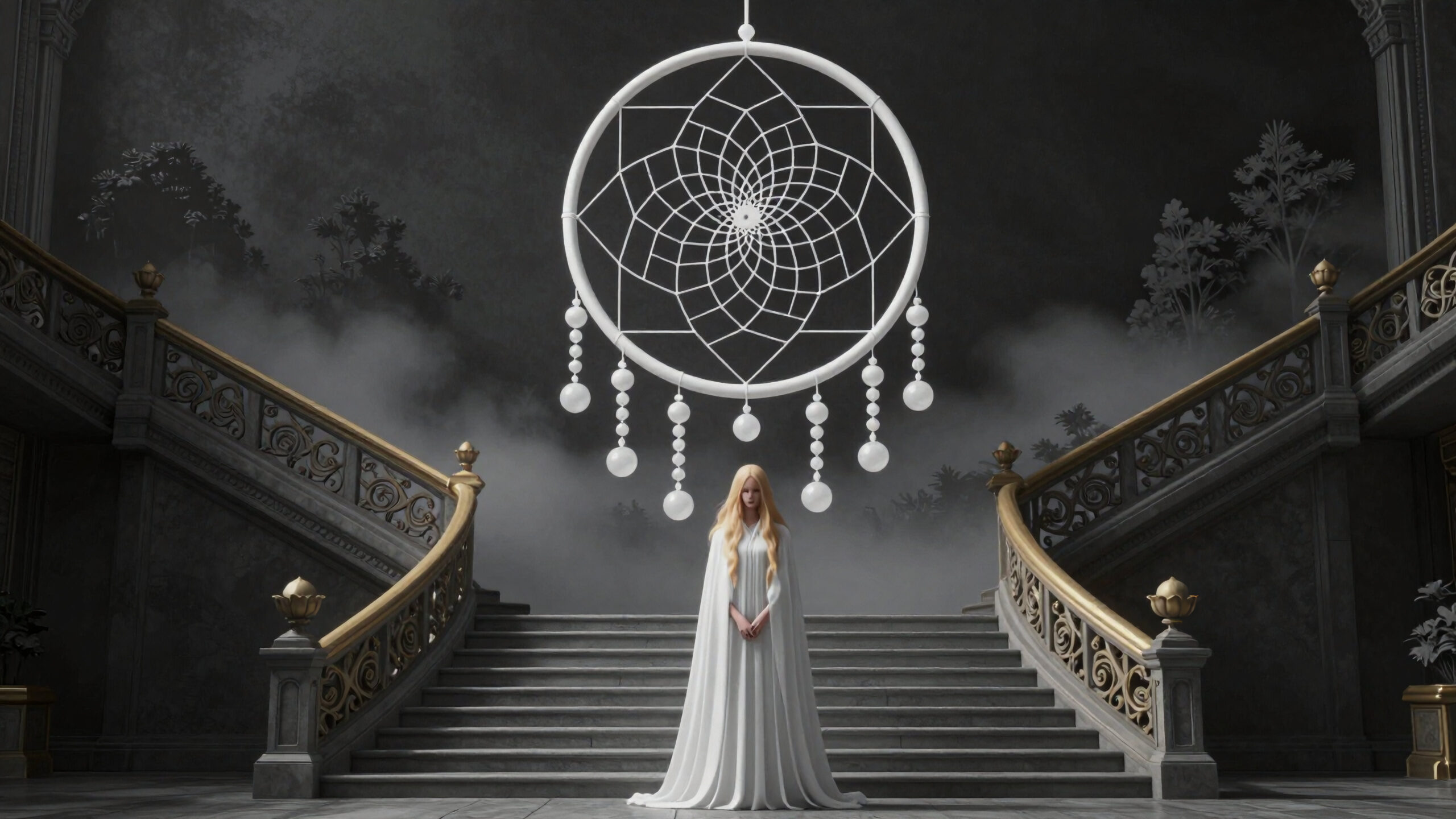 Ethereal Woman under a Dreamcatcher