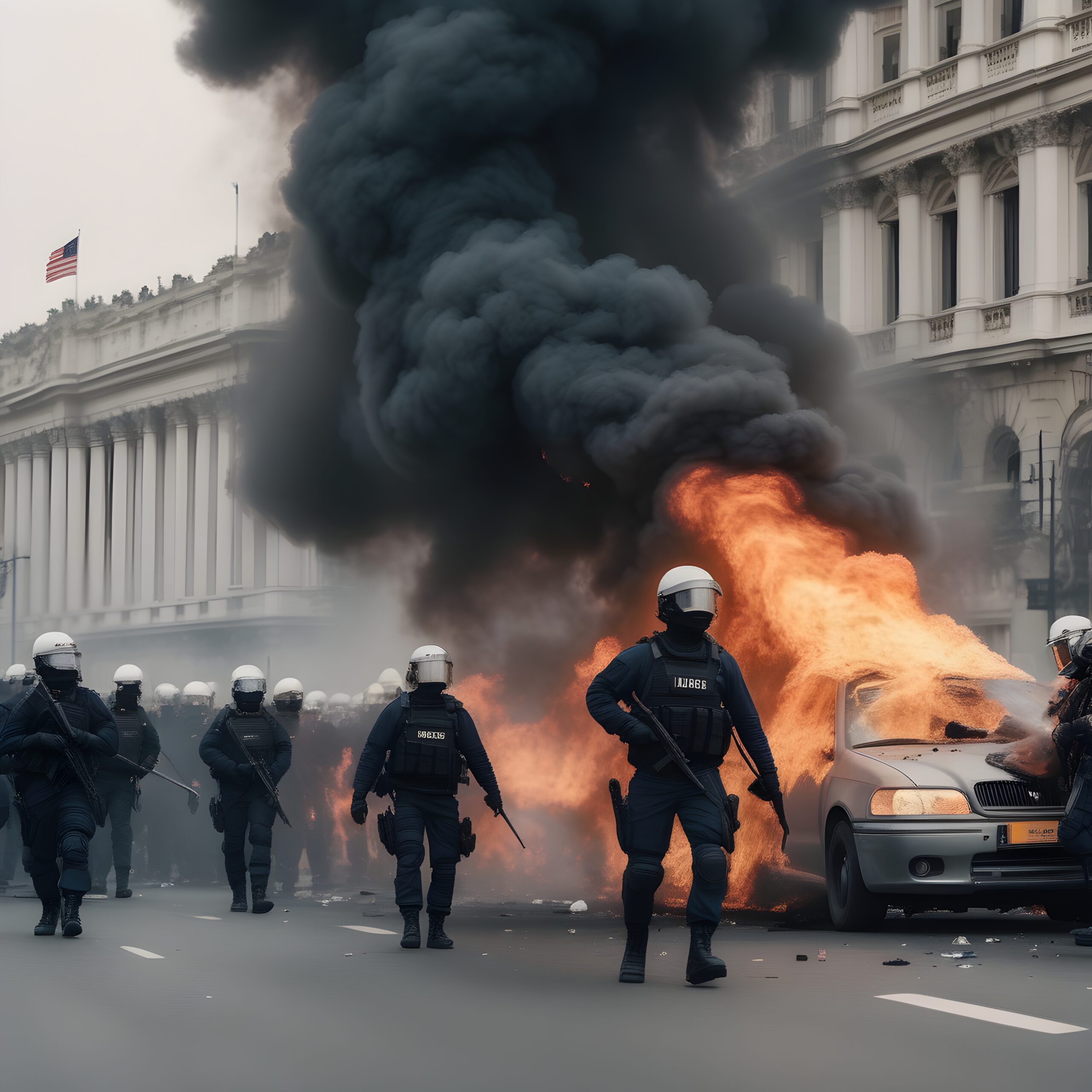 Urban chaos unfolds protest fire