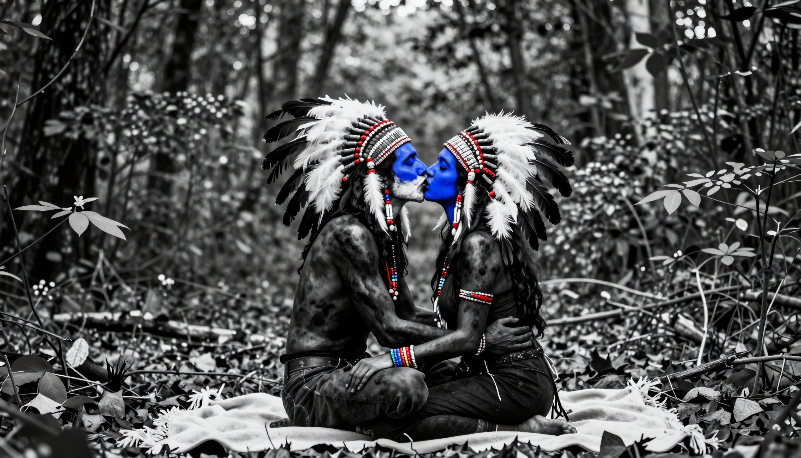 Native Couple’s Enchanting Woodland Kiss