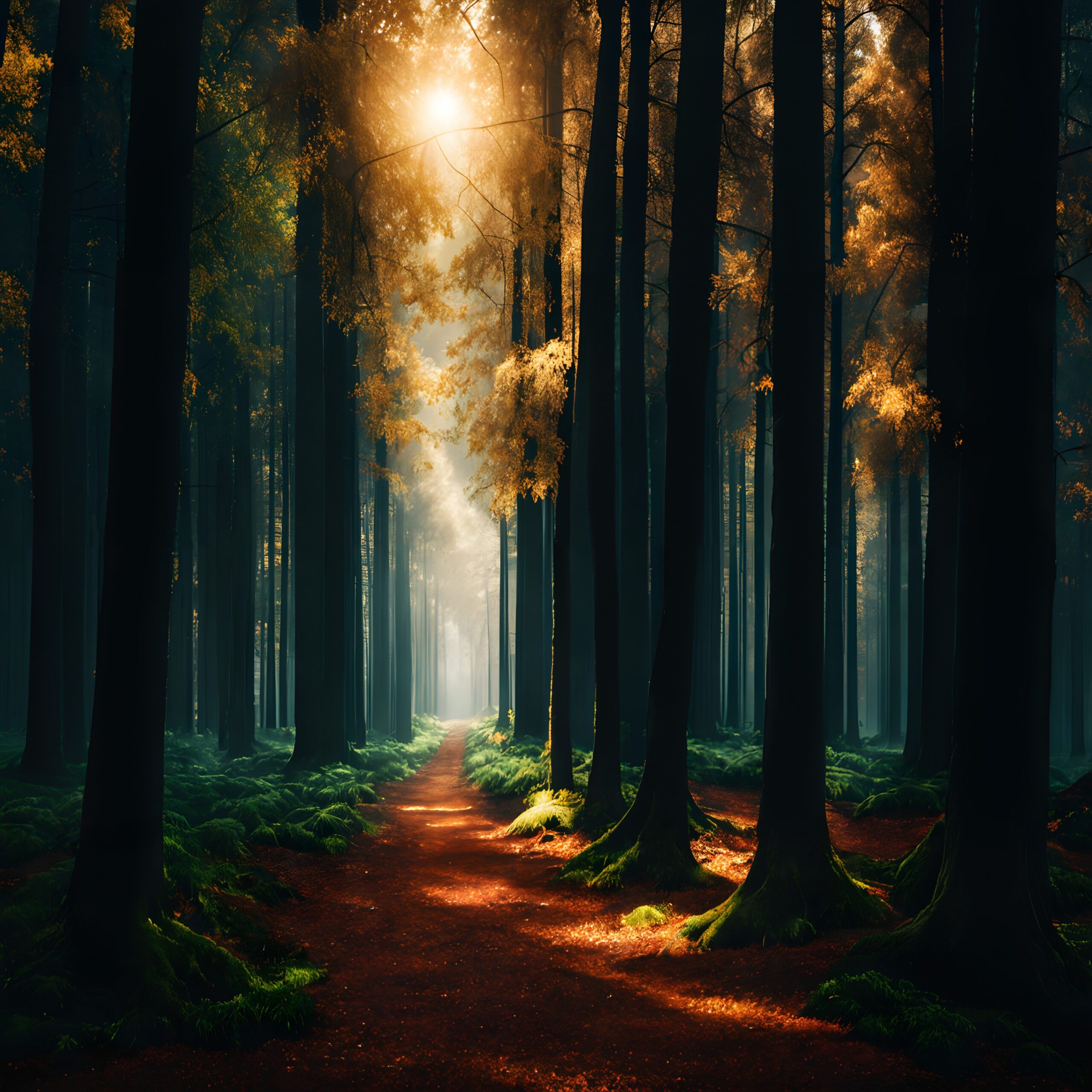 Enchanted Sunrise Woodland Pathway