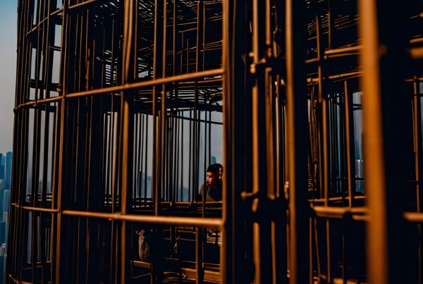 Urban Cage Under Golden Light