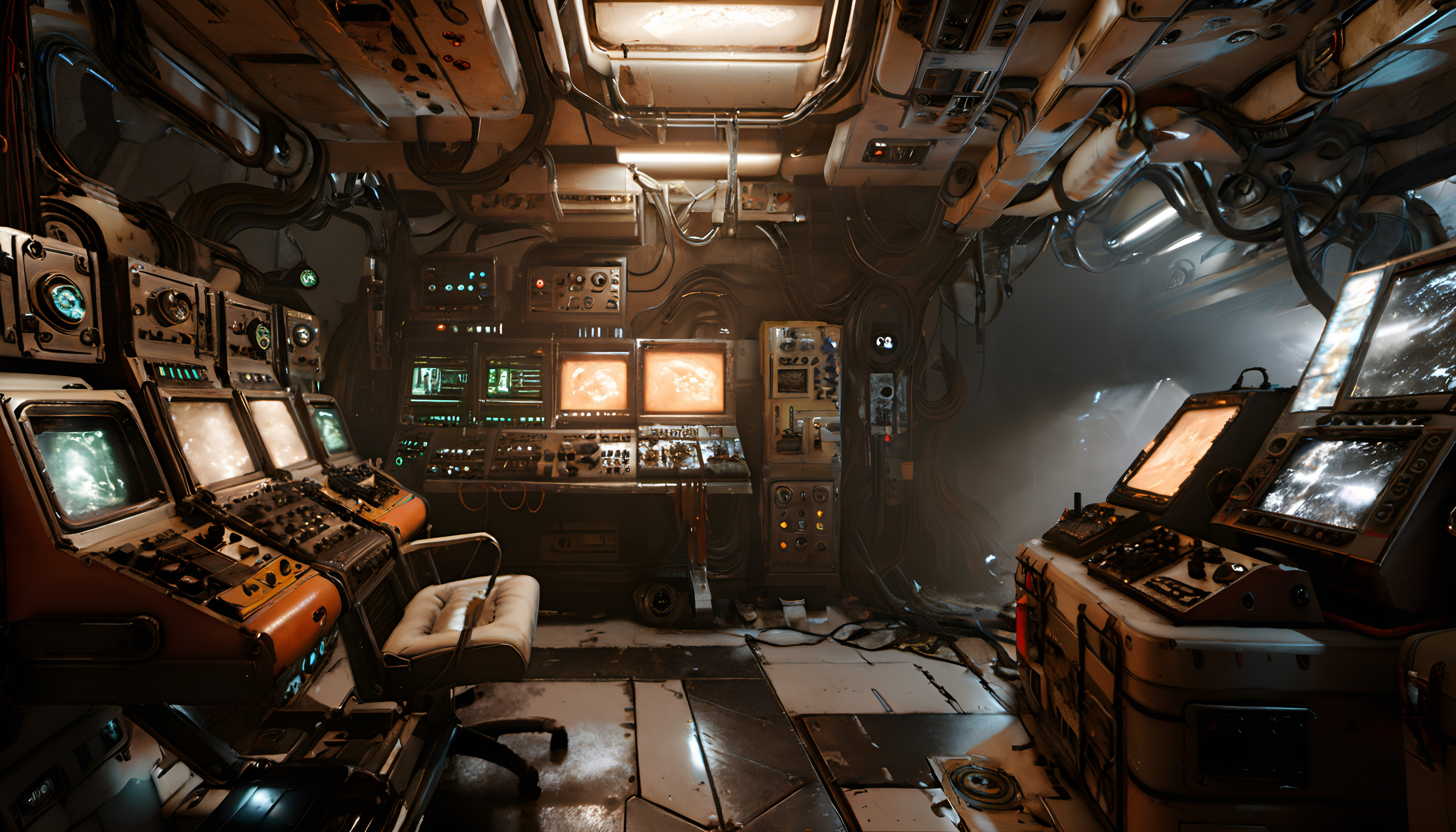 Spacecraft Control Room with Sci-Fi Technology