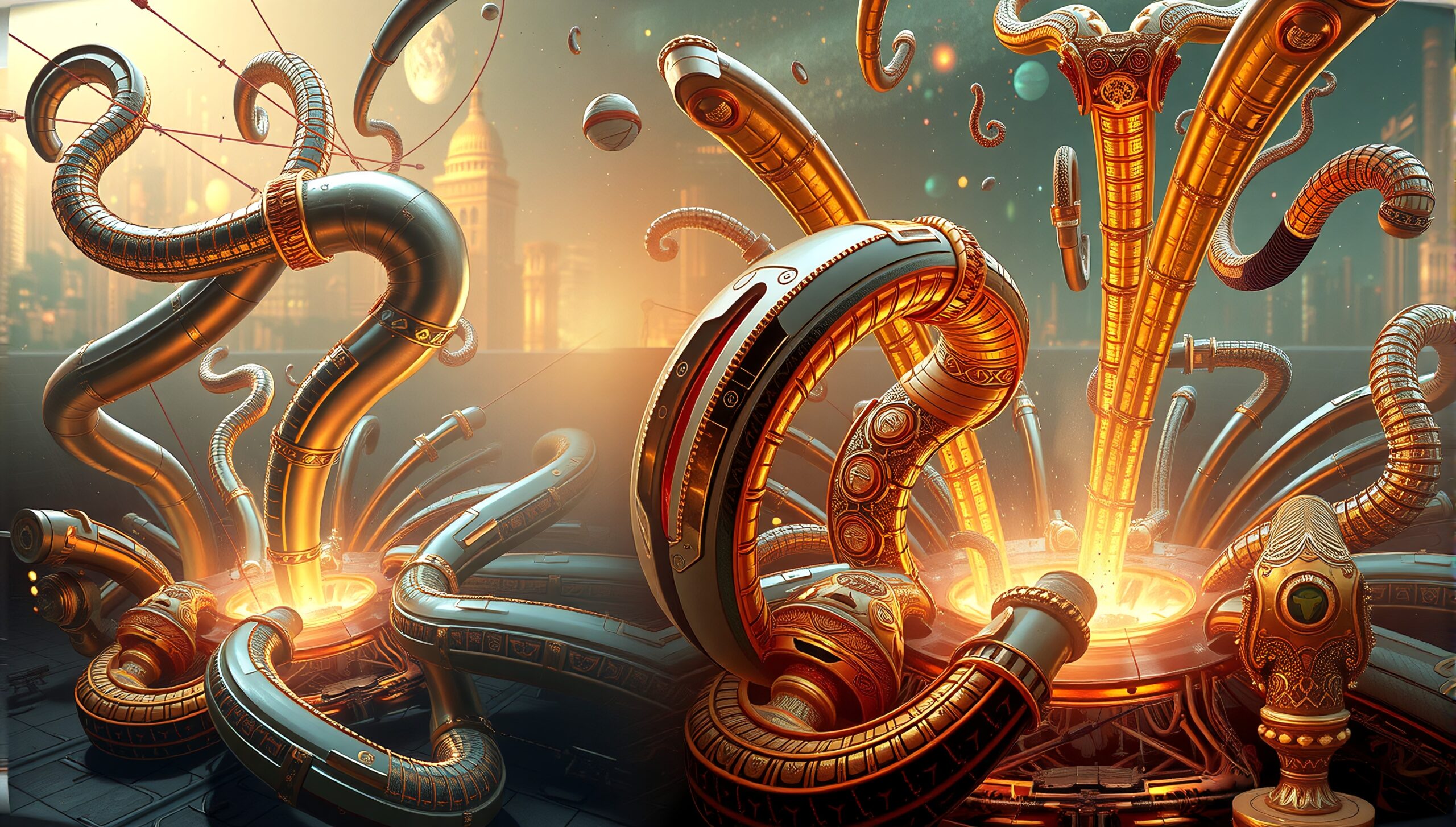 Futuristic Mechanical Tentacle Landscape