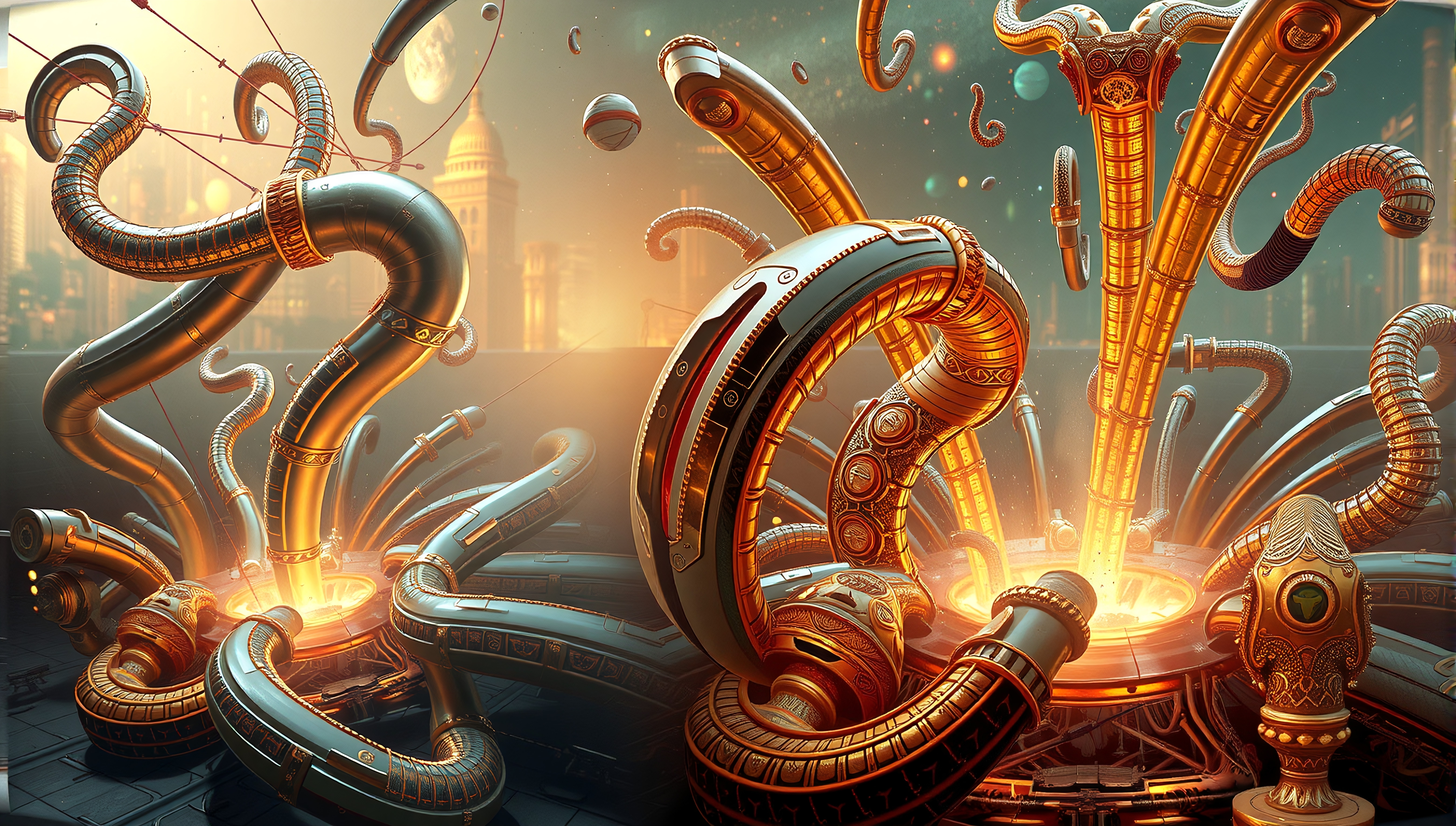 Futuristic Mechanical Tentacle Landscape
