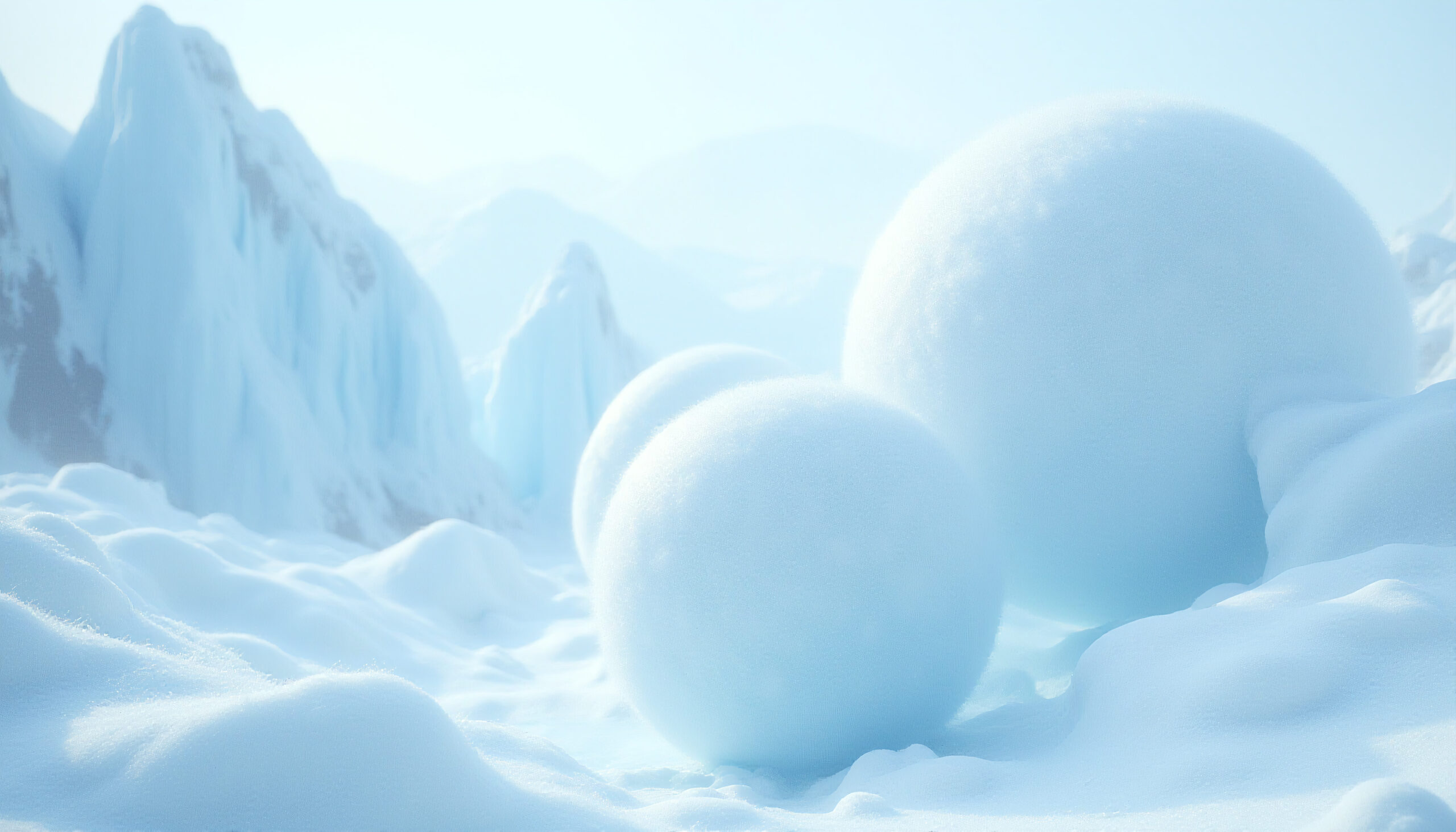 Snowballs and Ice in Arctic Landscape