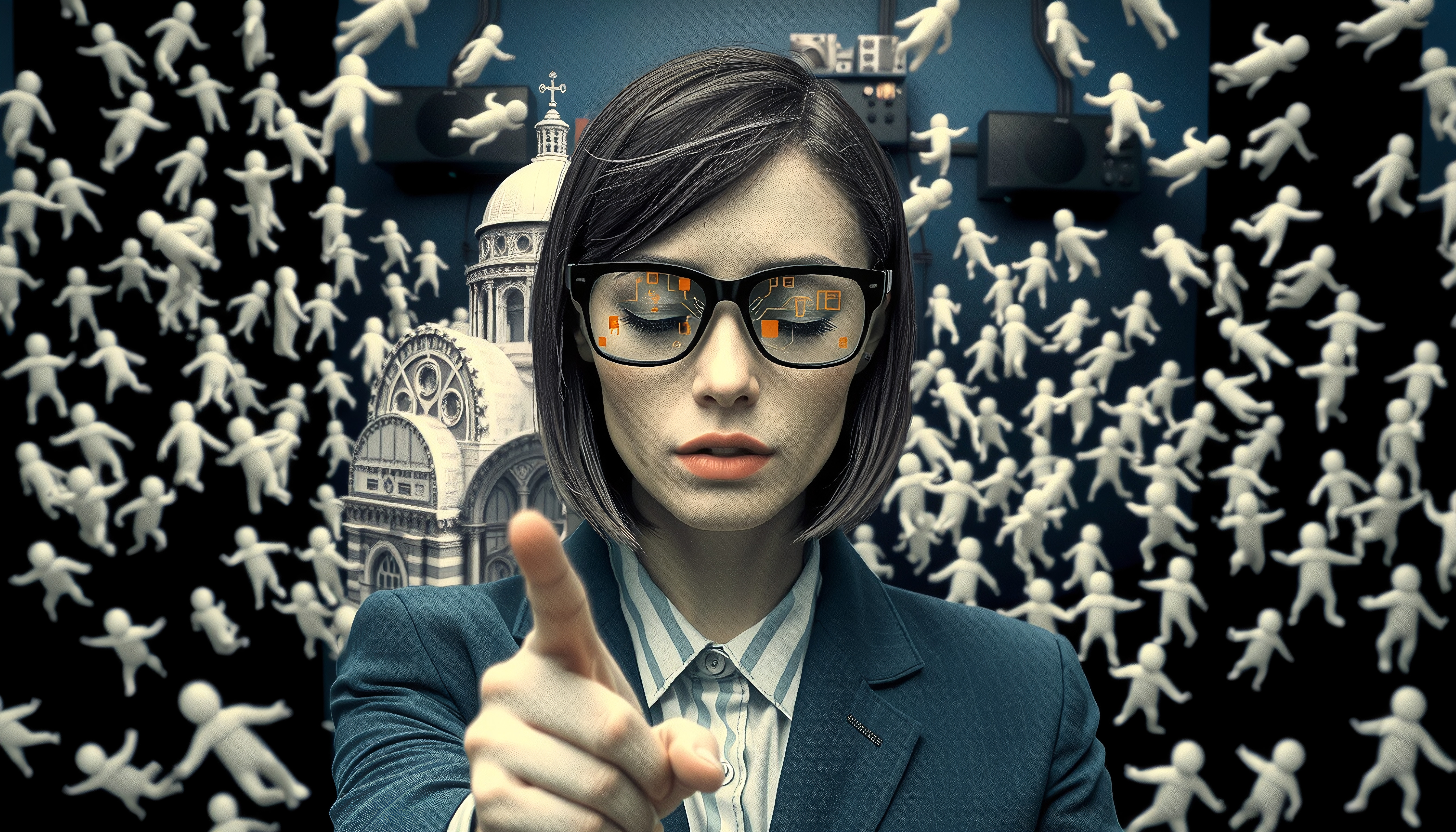 Tech Leader with Digital Glasses Pointing