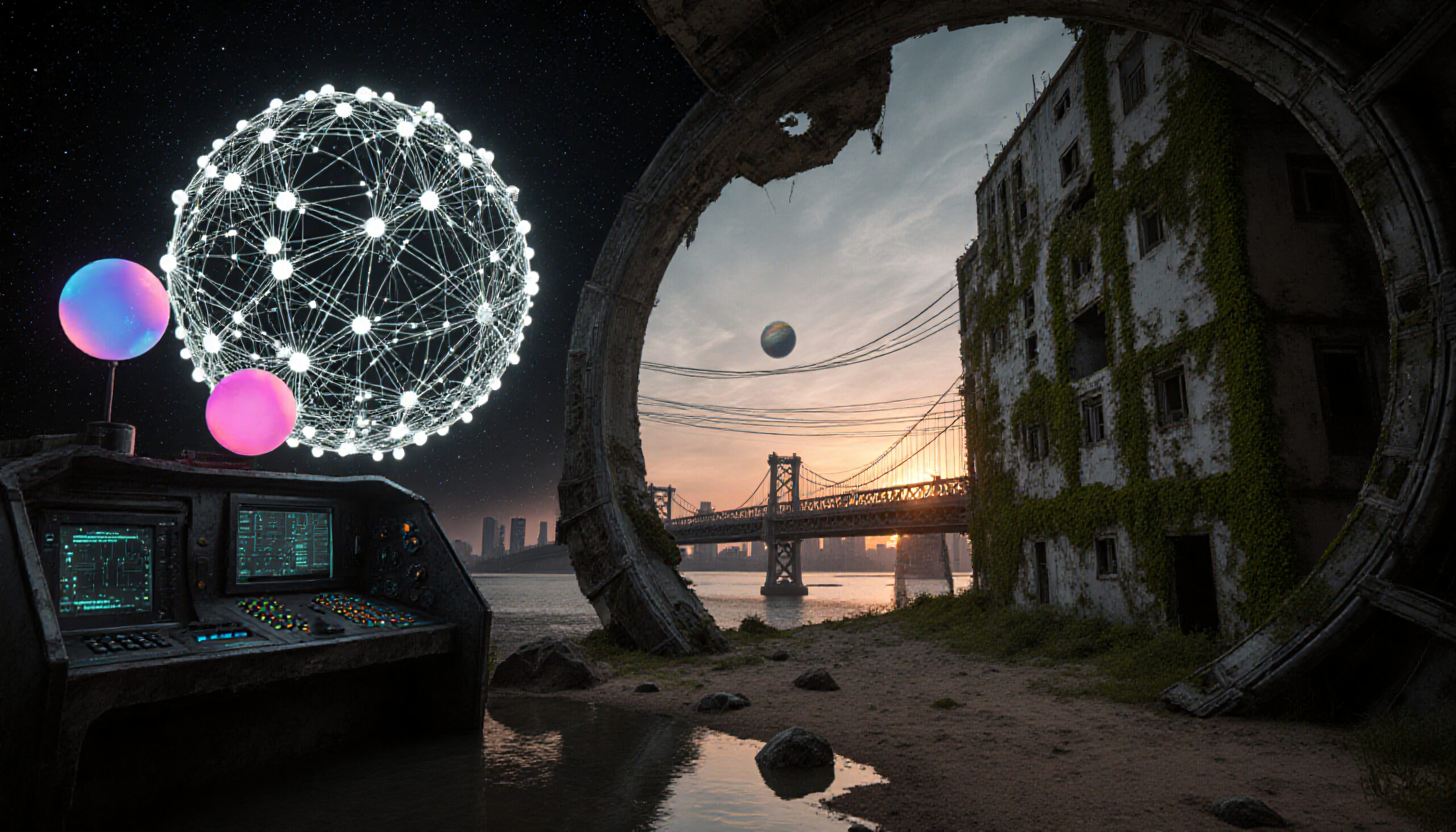 Futuristic Control Panel with Glowing Spheres