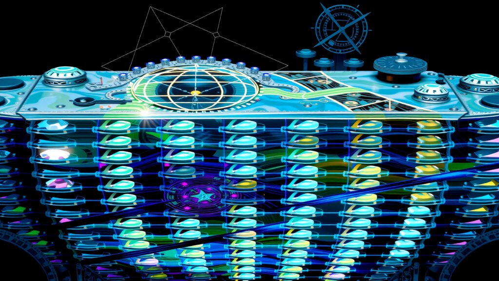 Futuristic High-Tech Control Panel with Glowing Components