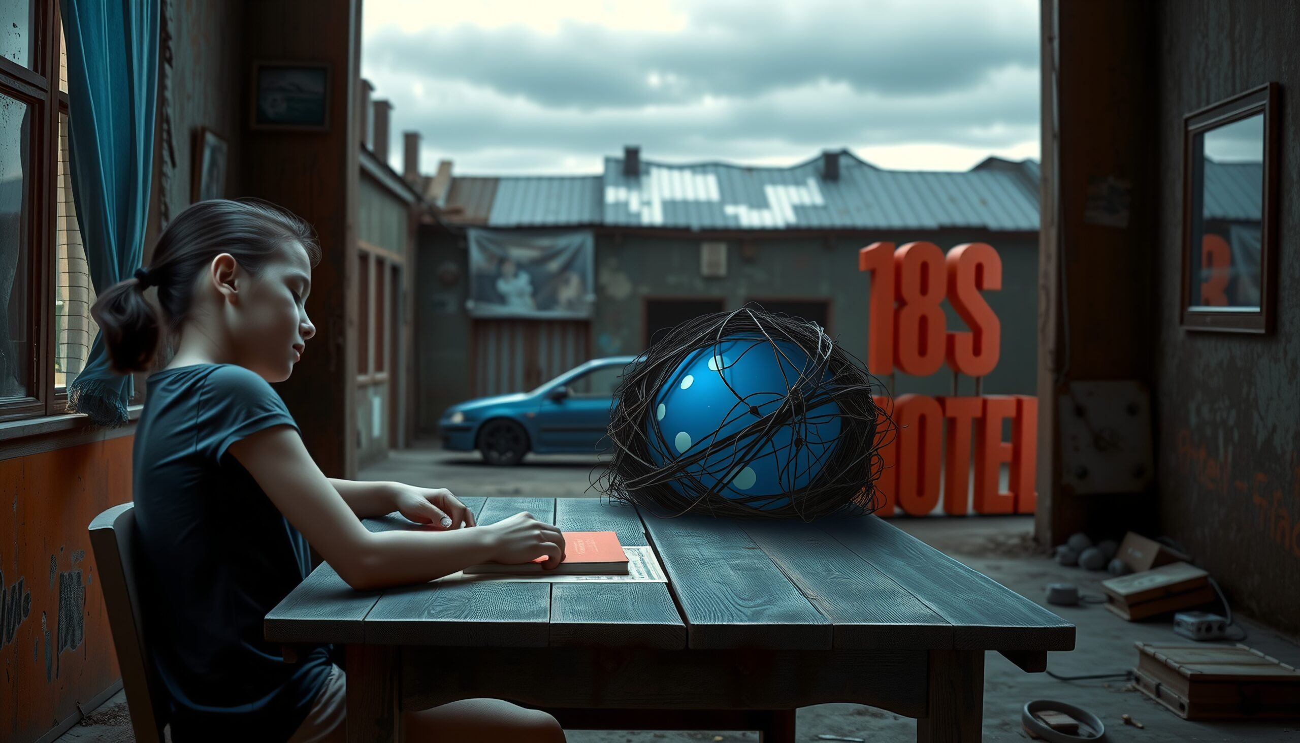 Young Student Studying with Globe