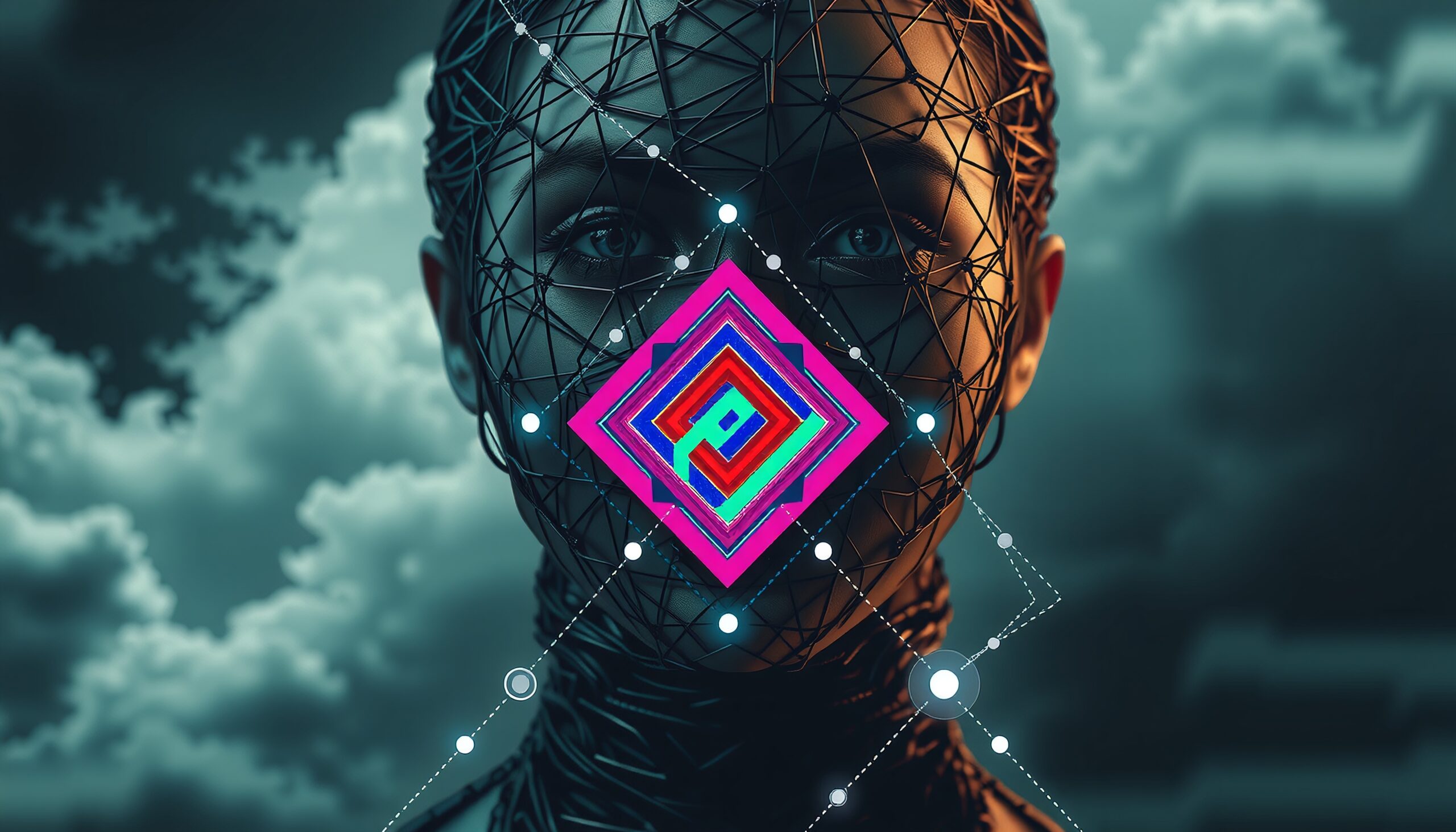 Digital Human with Wireframe Mesh