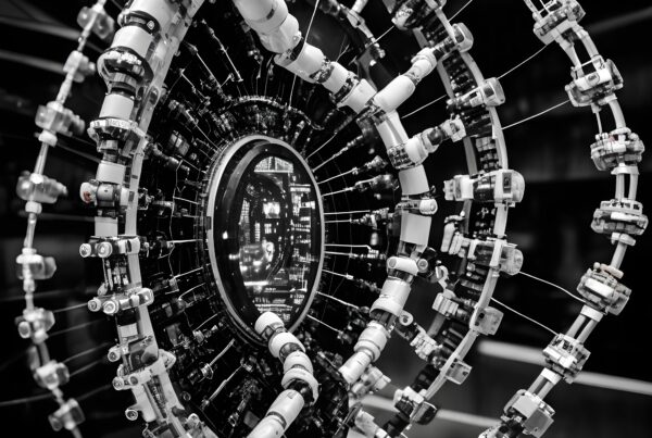 Intricate concentric rings with futuristic gears.
