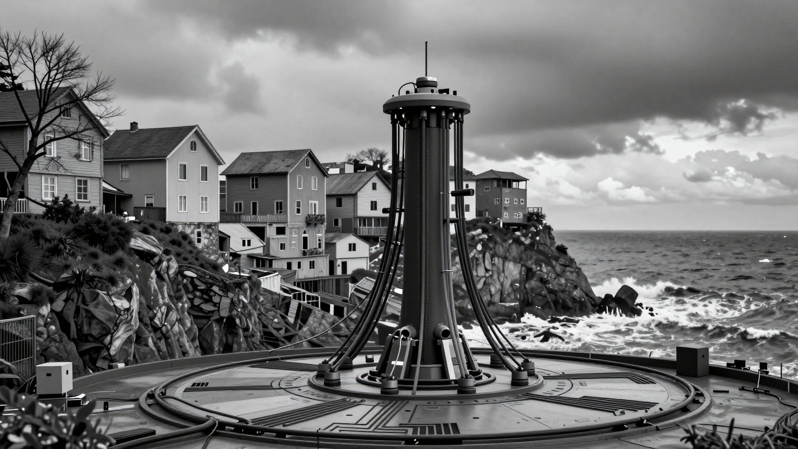 Viewpoint Overlooking Coastal Town and Sea