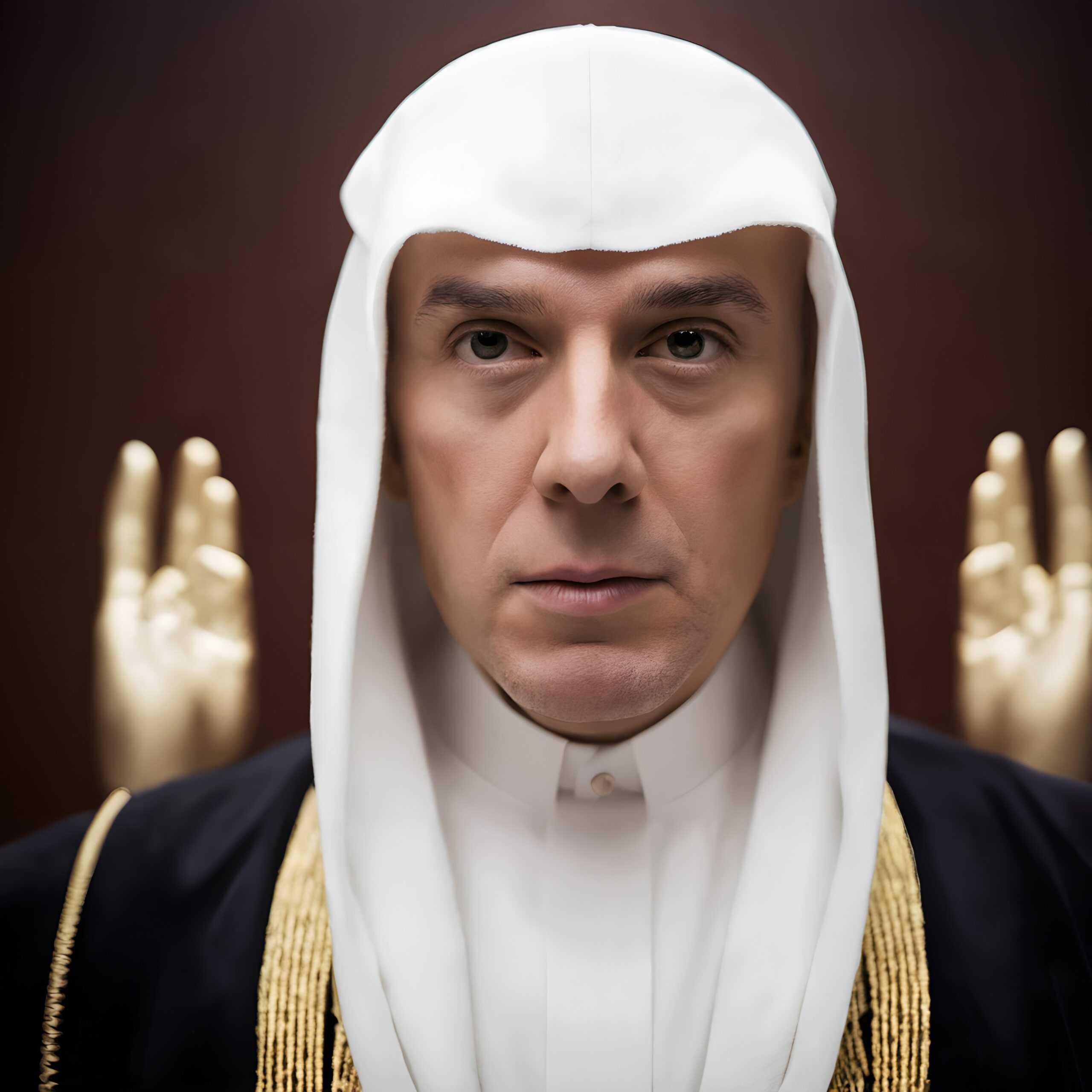 Mystical Figure with Golden Hands