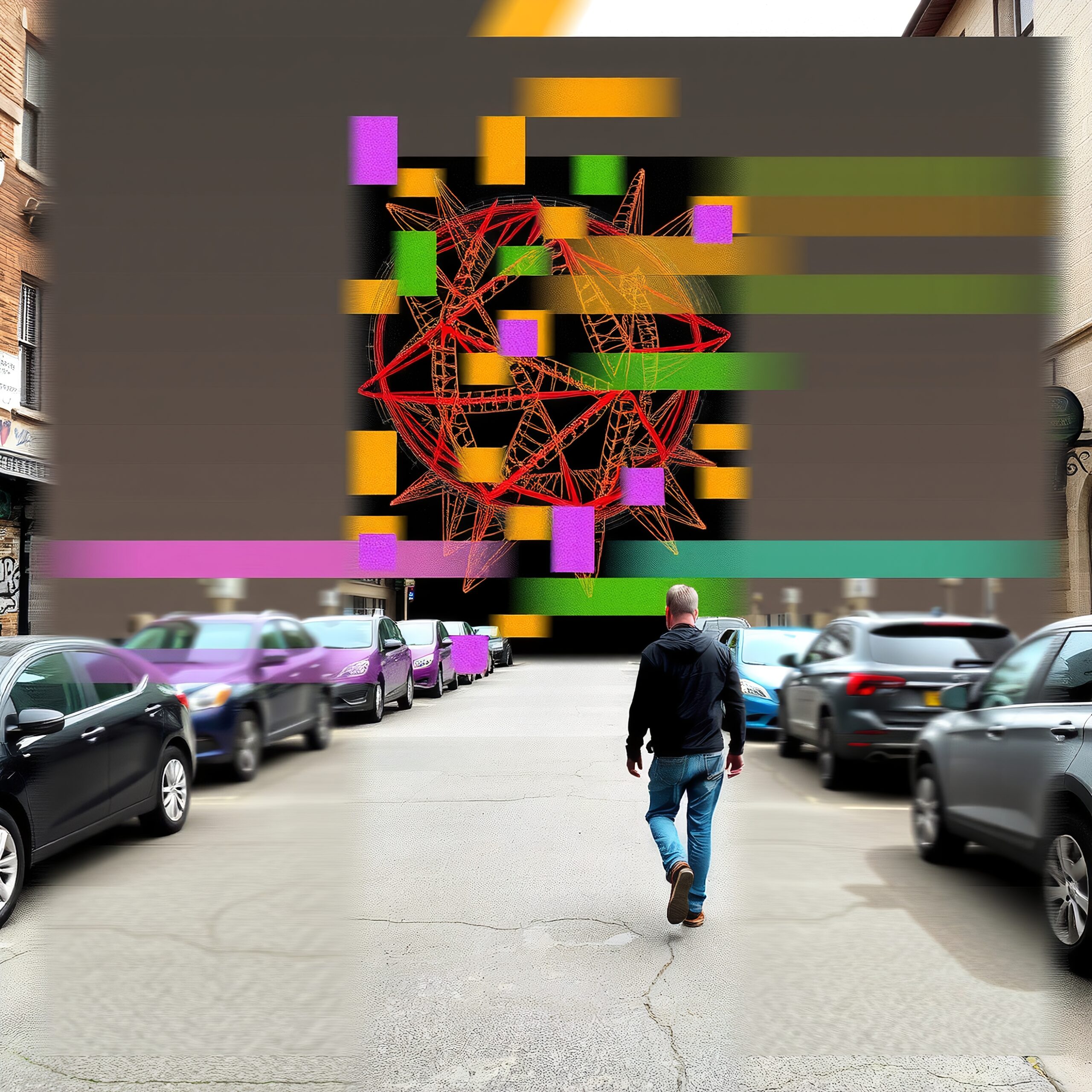 Vibrant urban digital art illusion