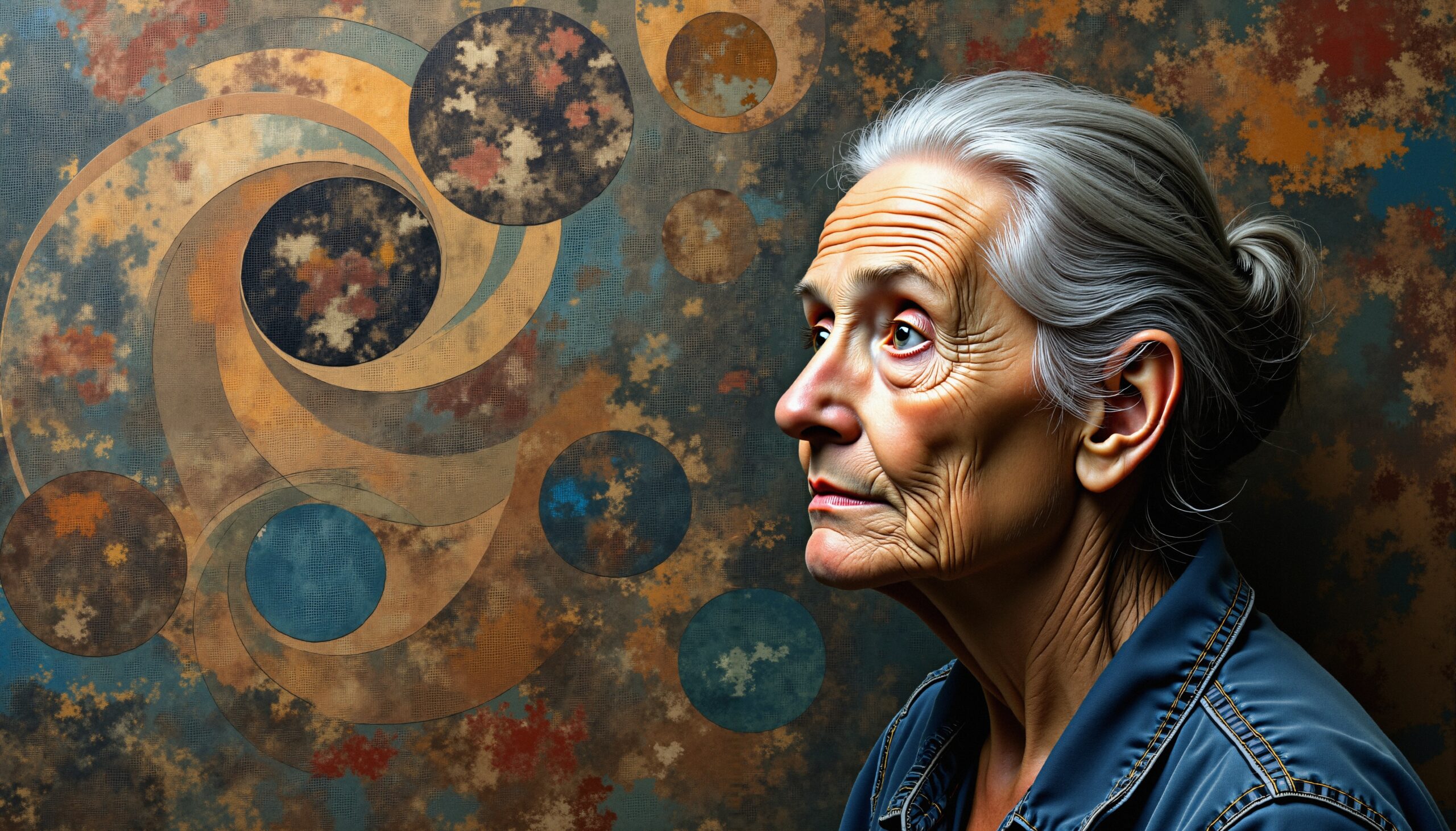 Introspective Portrait and Abstract Design