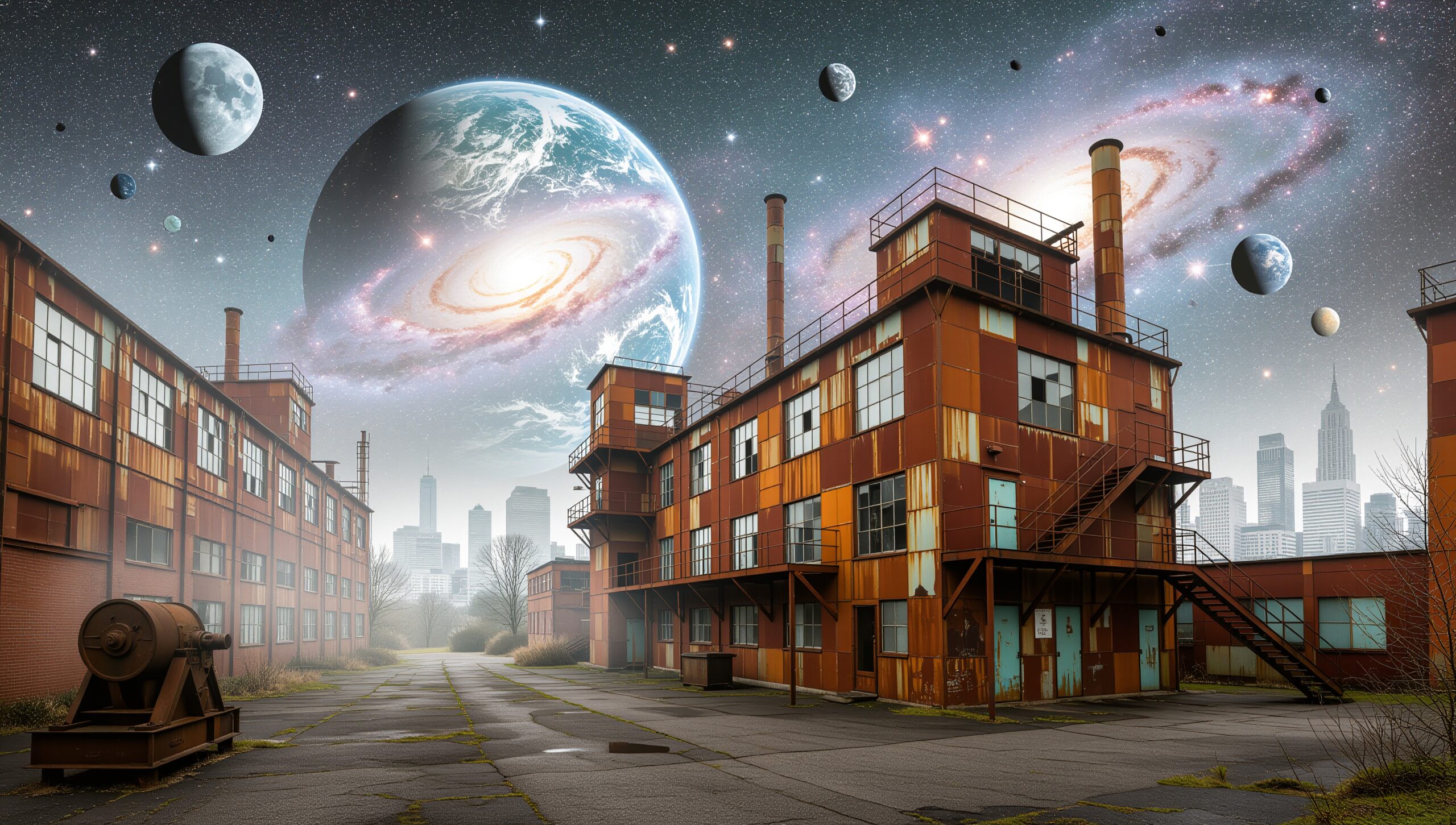 Industrial Dreamscape with Cosmos