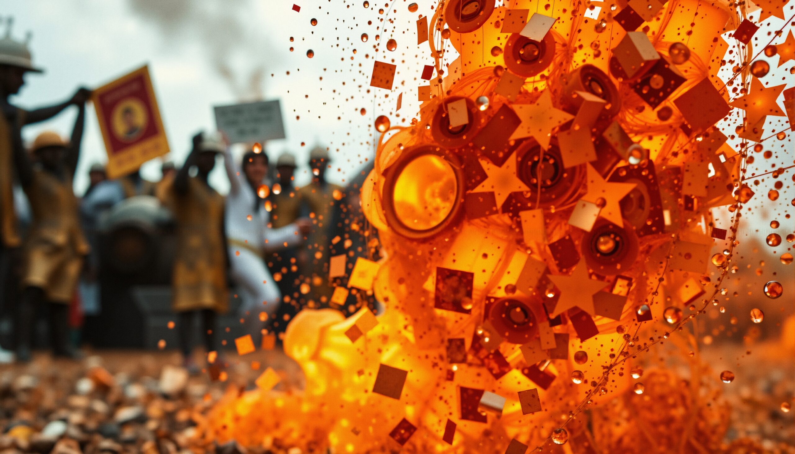 Fiery Burst Amidst the Crowd