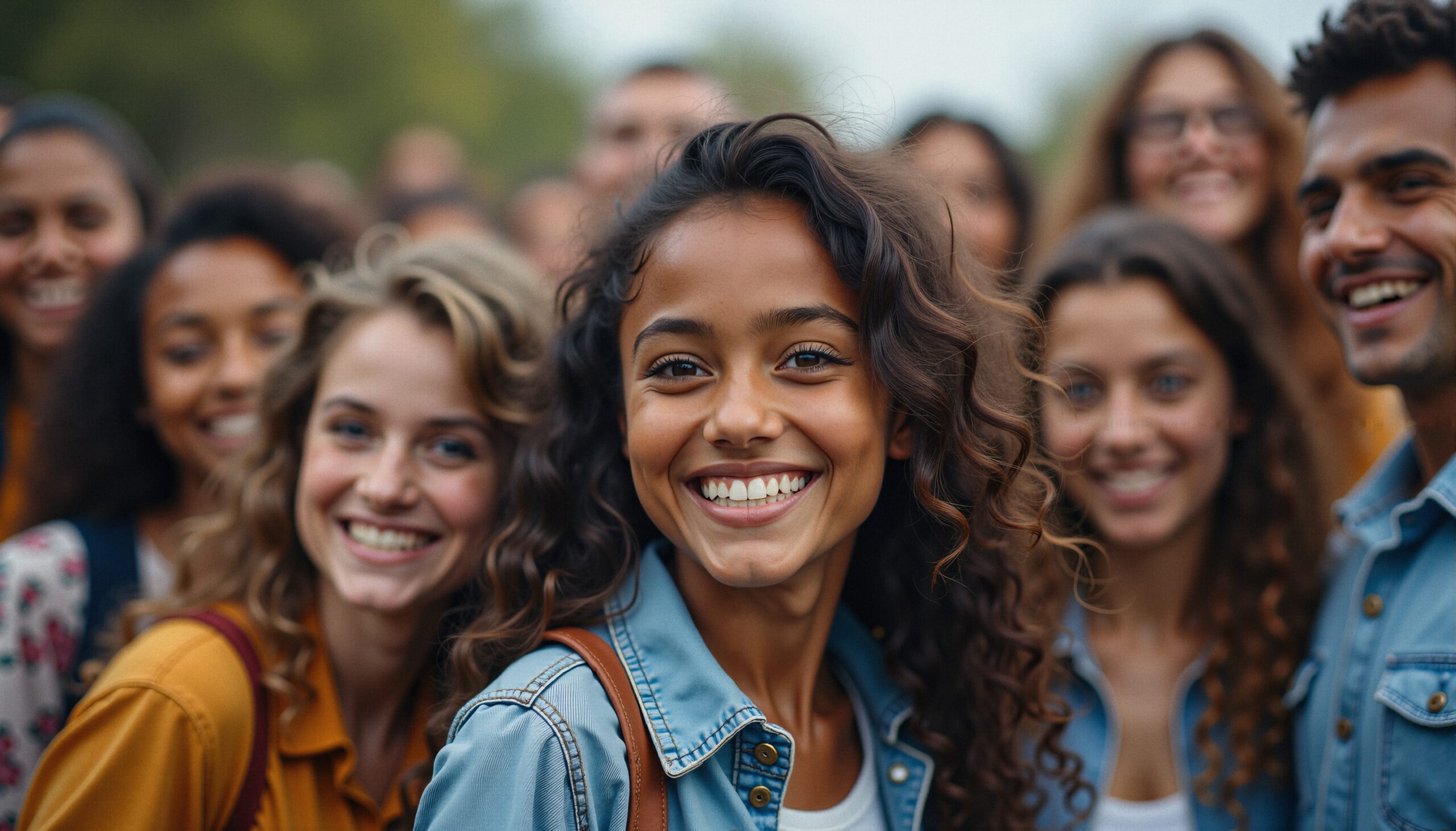 Joyful Friends Gather Outdoors