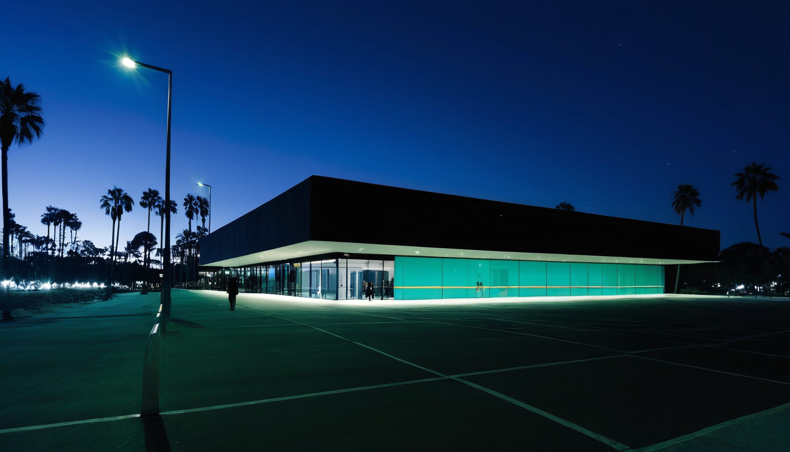 Modern Architectural Structure at Night