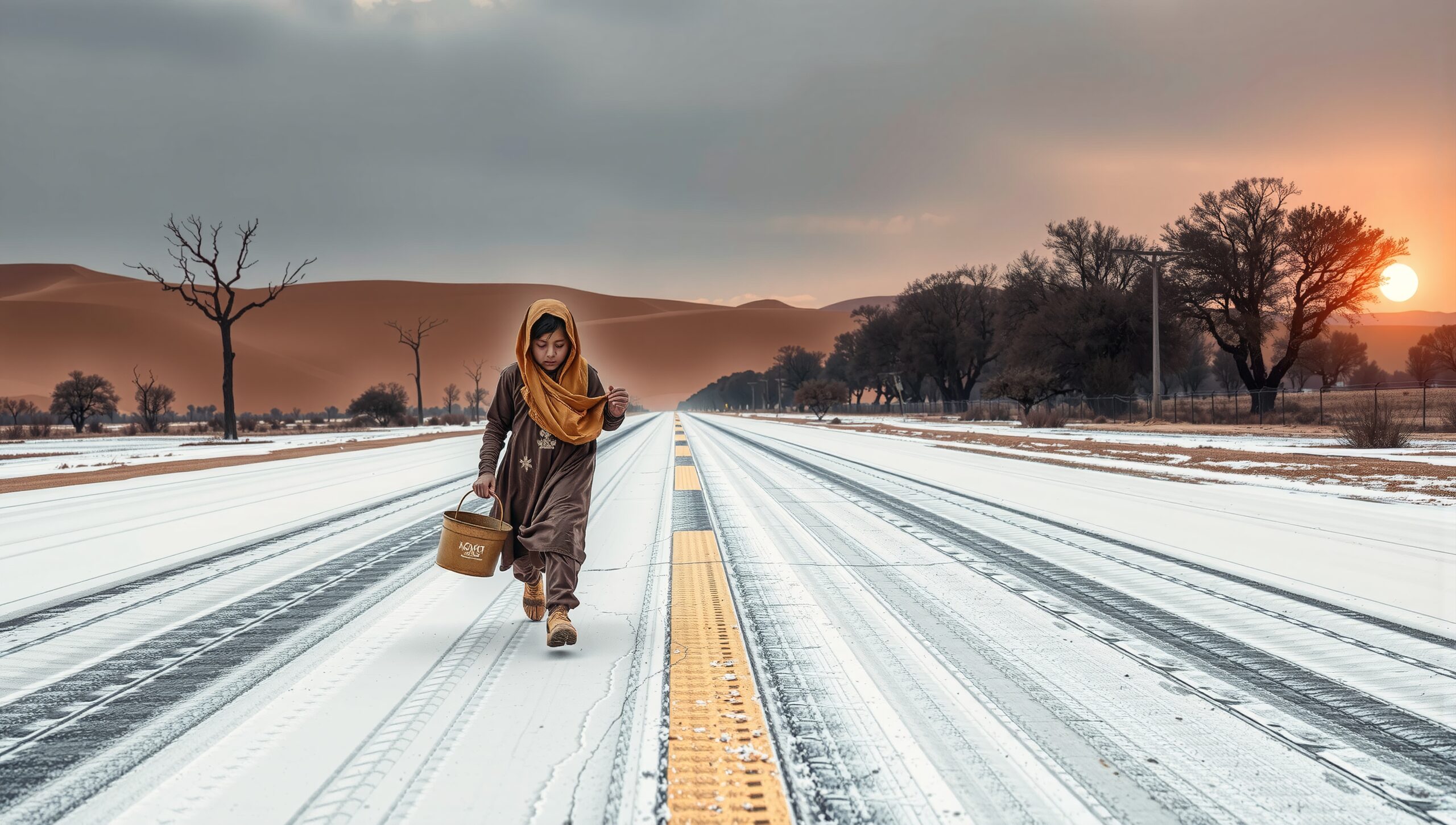Solitude on a Snowy Road