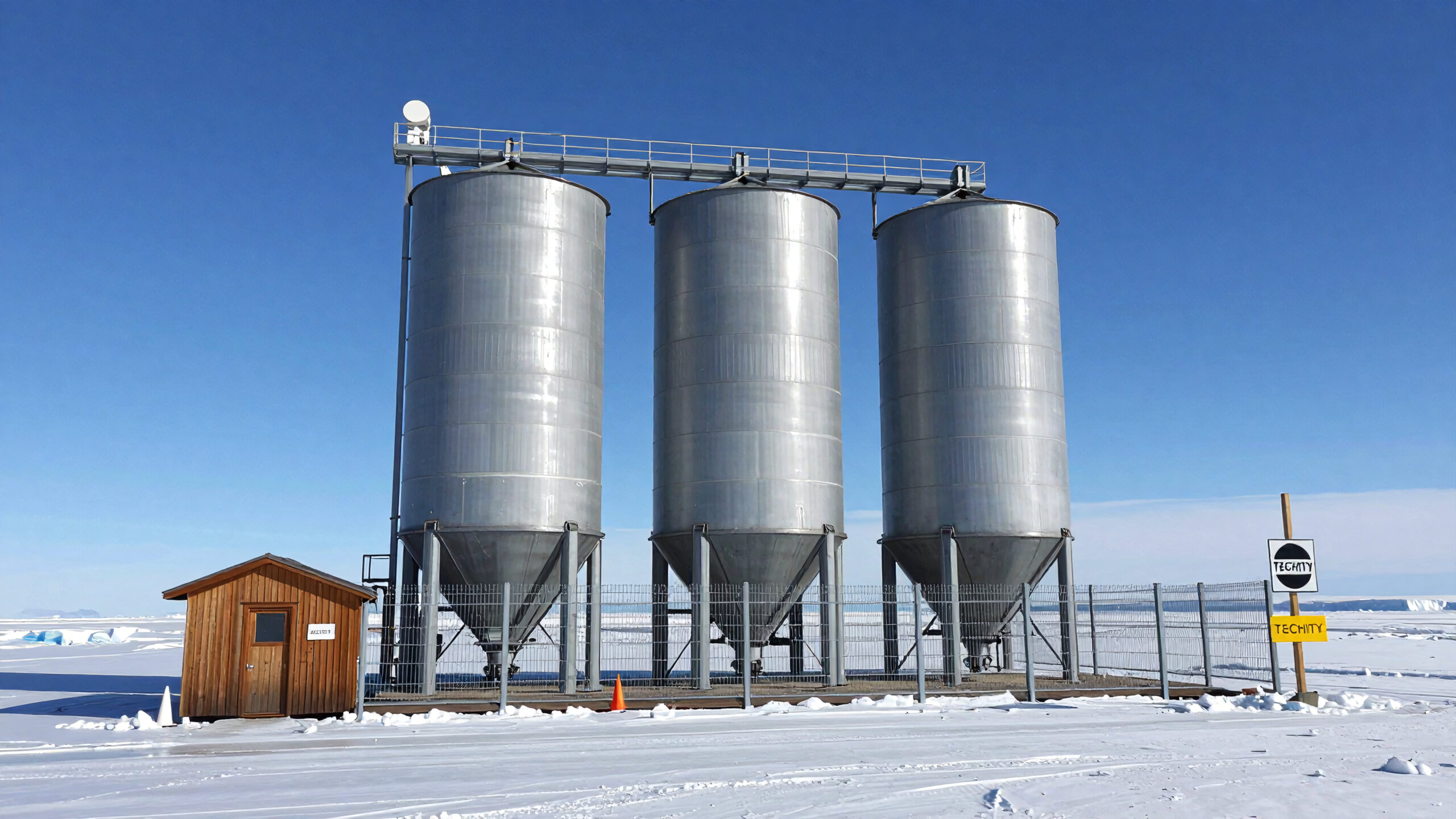 Industrial Silos In Snow