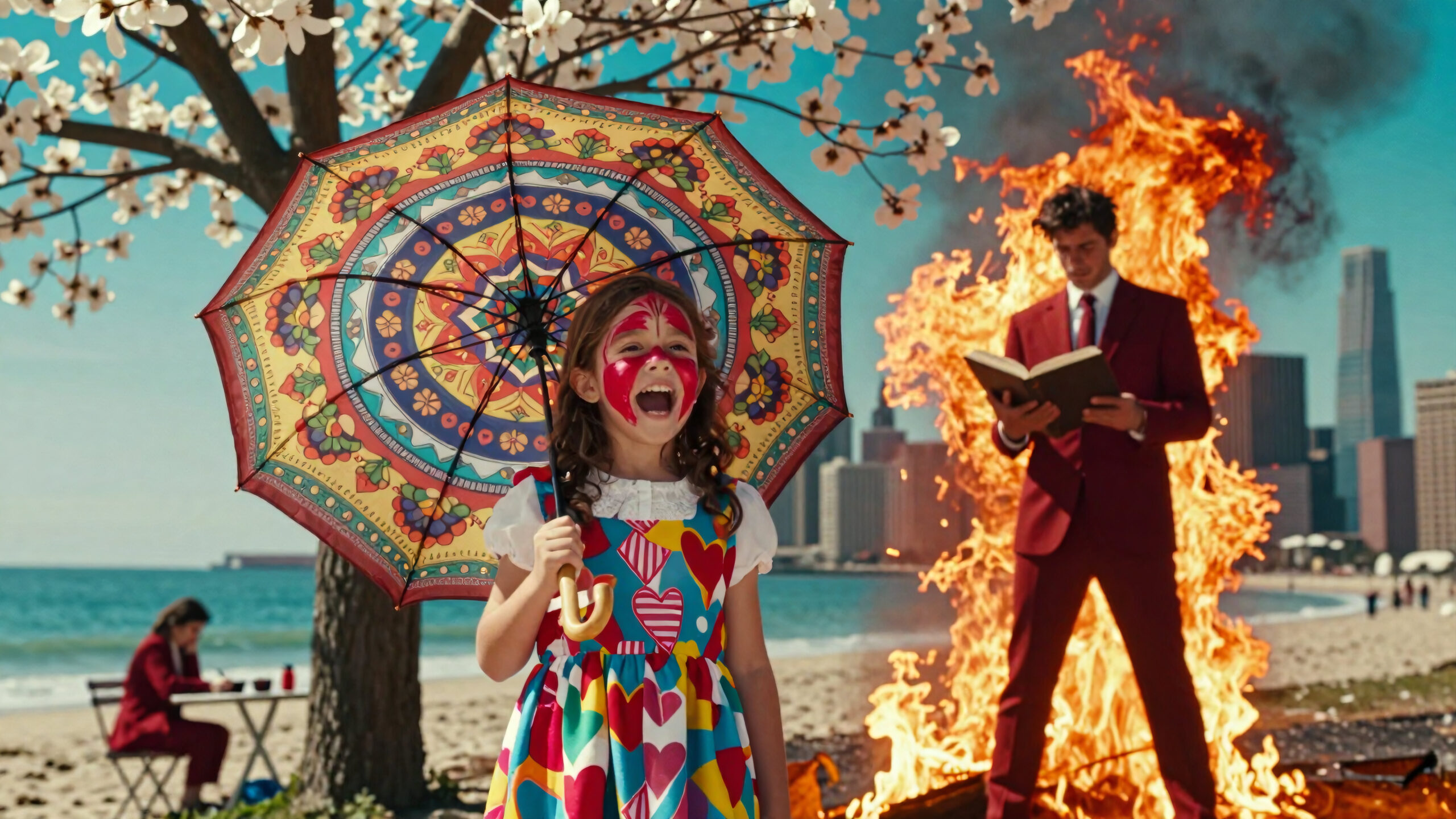 Fiery Fantasy Beach Scene