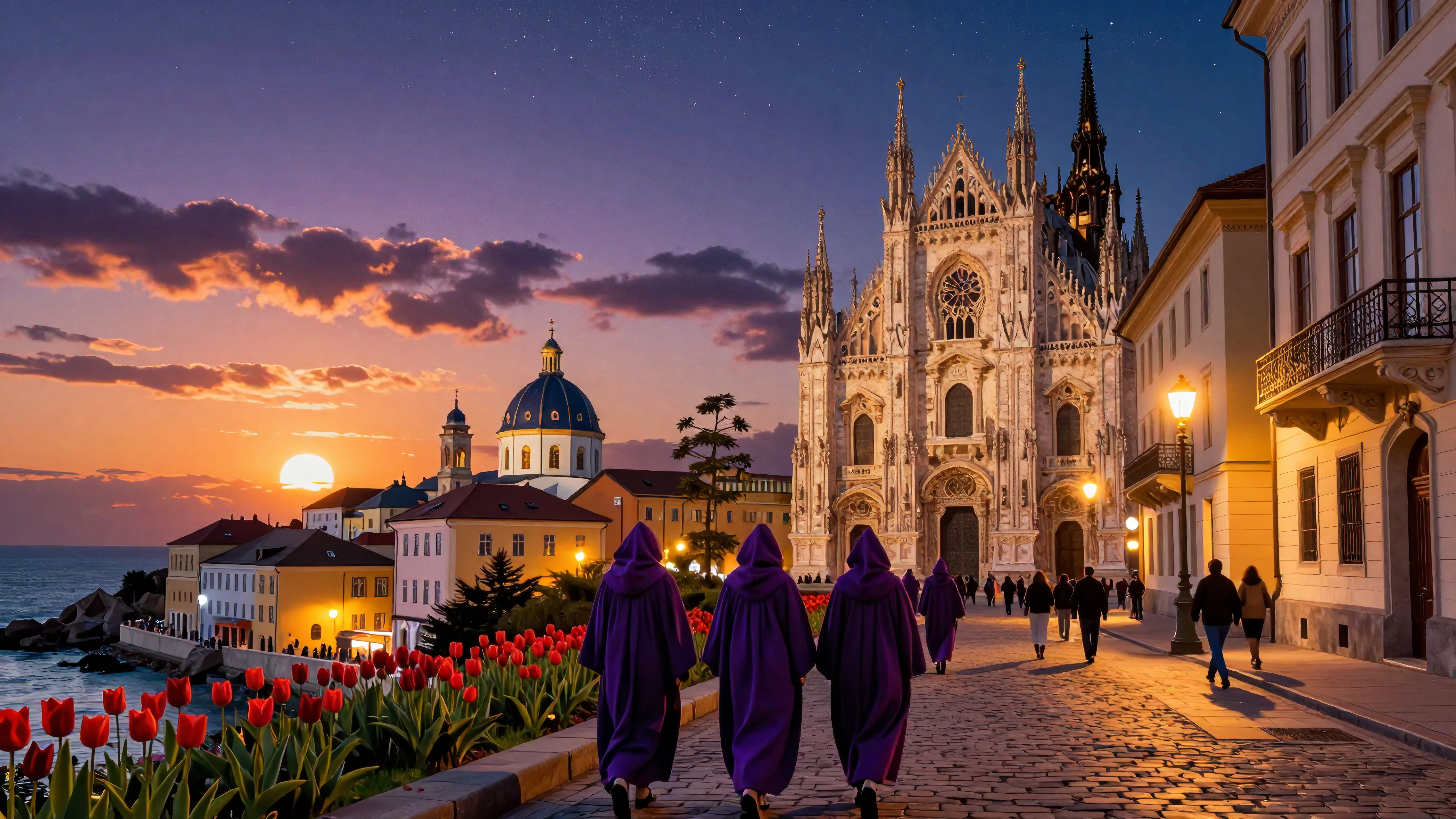 Pilgrims in Purple Robes