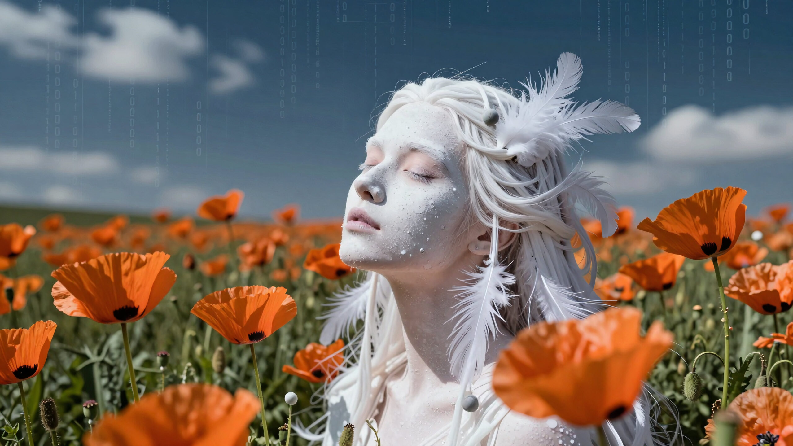 Digital Serenity Among Poppies