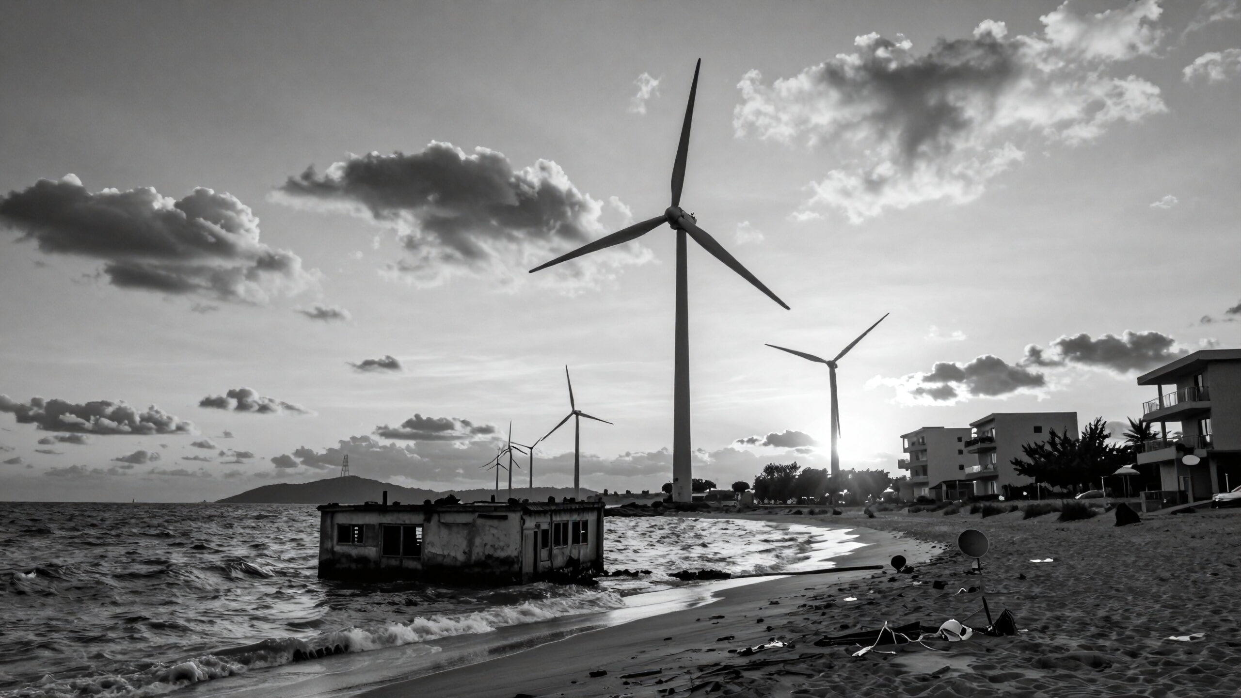 Wind Turbines Over Ruins