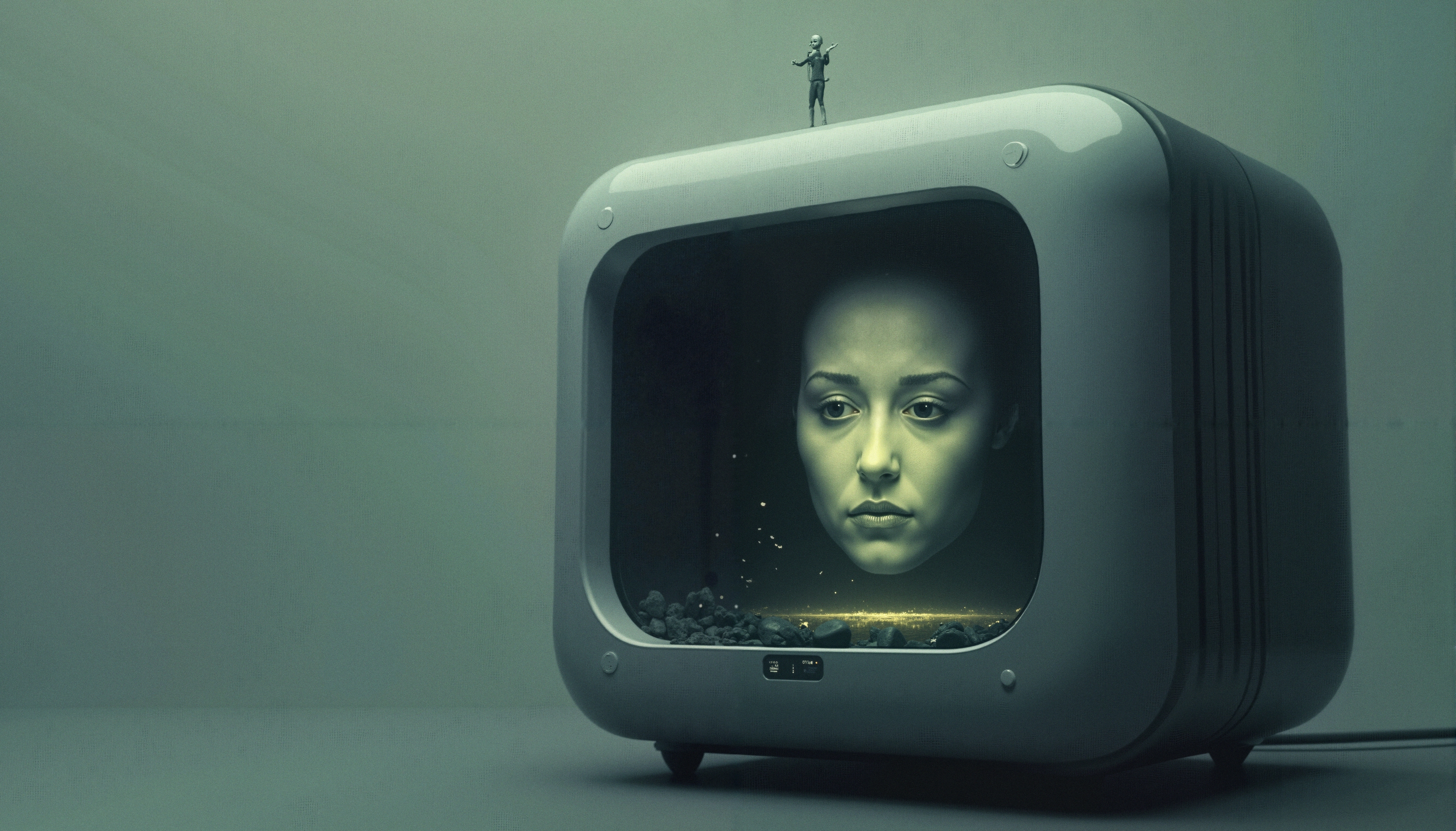 Vintage TV with Floating Head