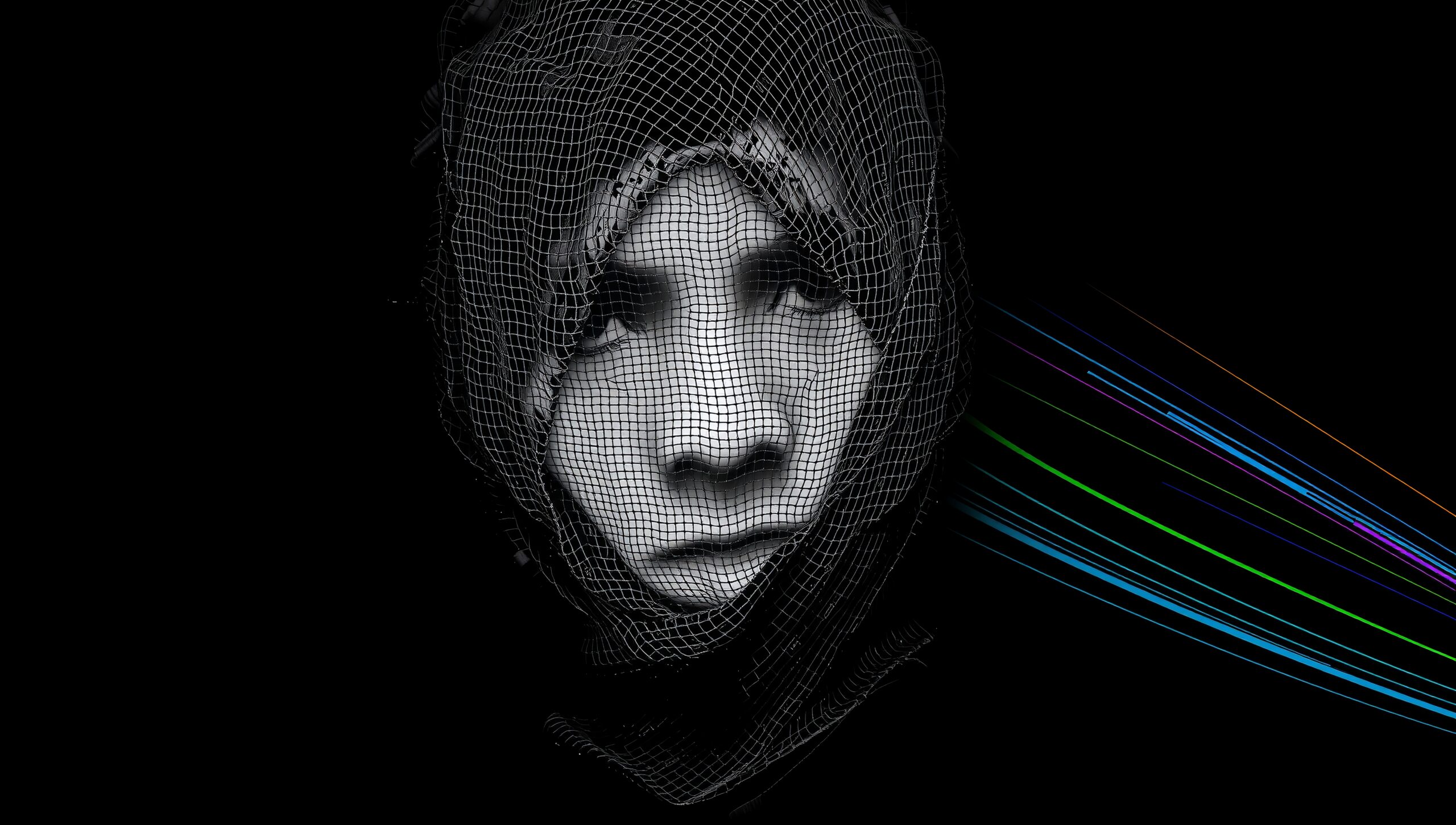 Digital Portrait with Mesh Overlay