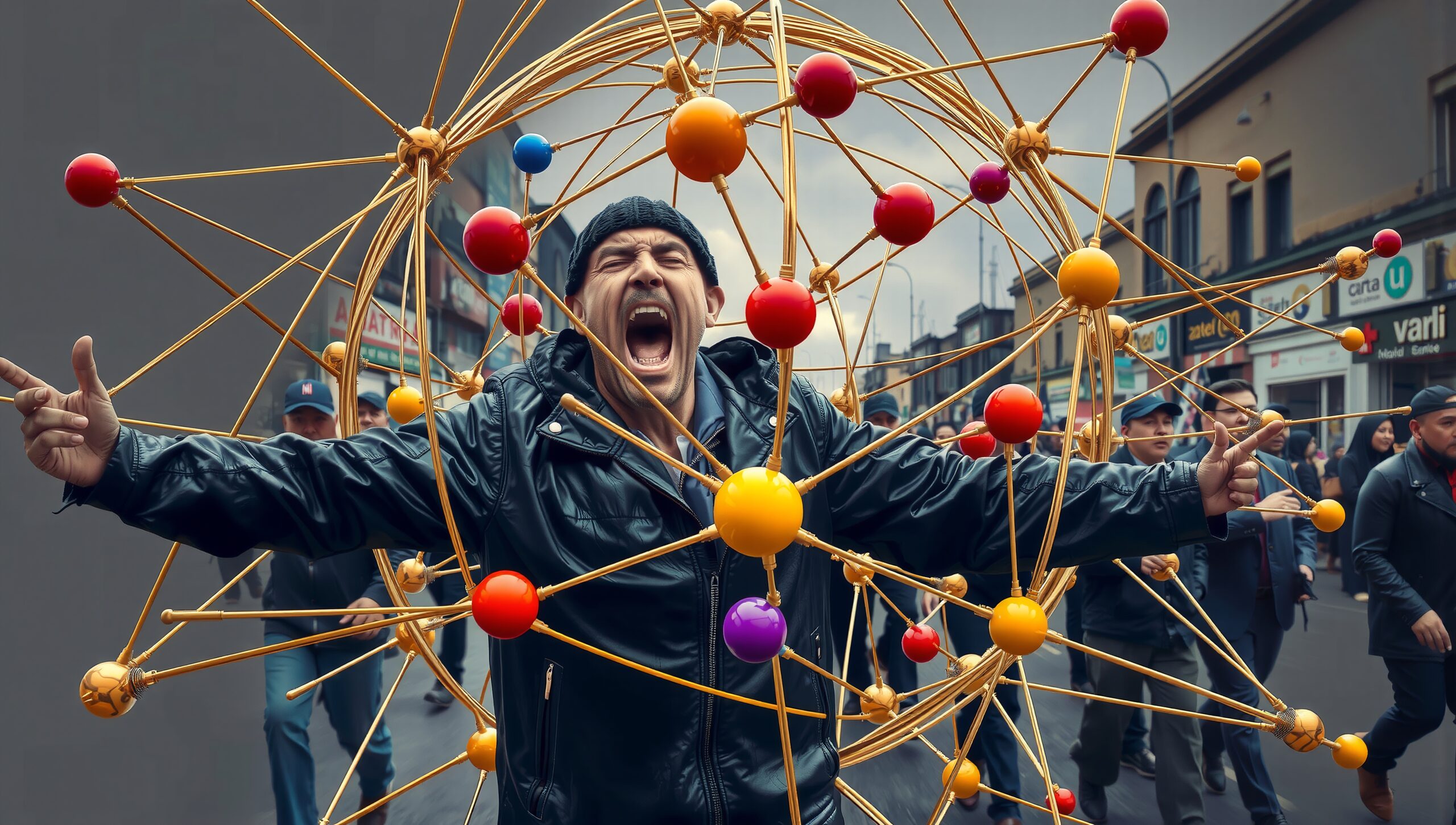 Vibrant Man with Geometric Structure